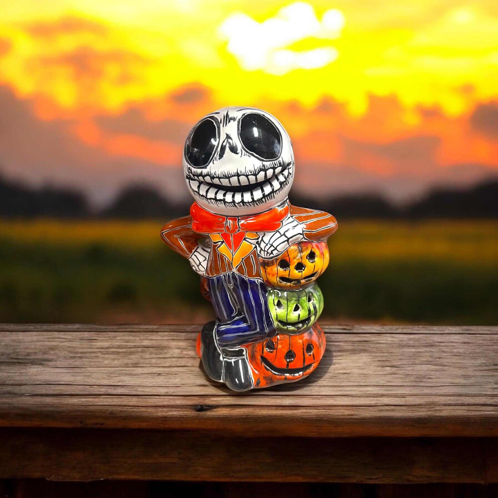 Handmade Talavera Skeleton Statue | Day of the Dead Calavera Decor
