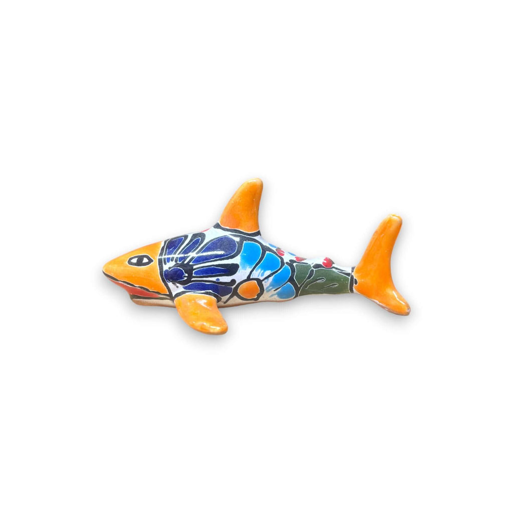 Vibrant Talavera Shark Figurine | Handmade Mexican Decor