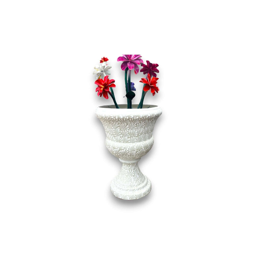 Talavera White Flower Pot | Handmade Mexican Ceramic Planter