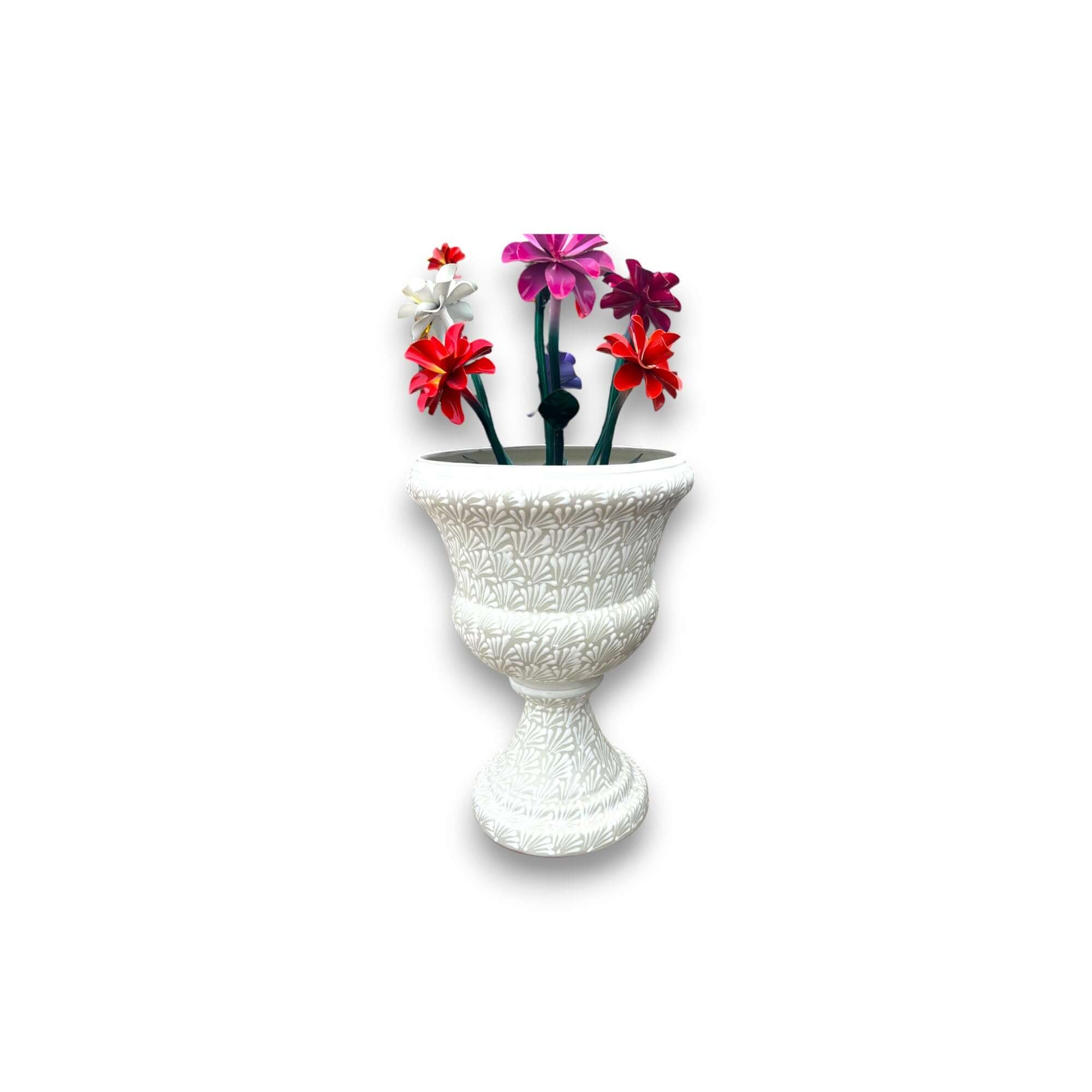 Talavera White Flower Pot | Handmade Mexican Ceramic Planter