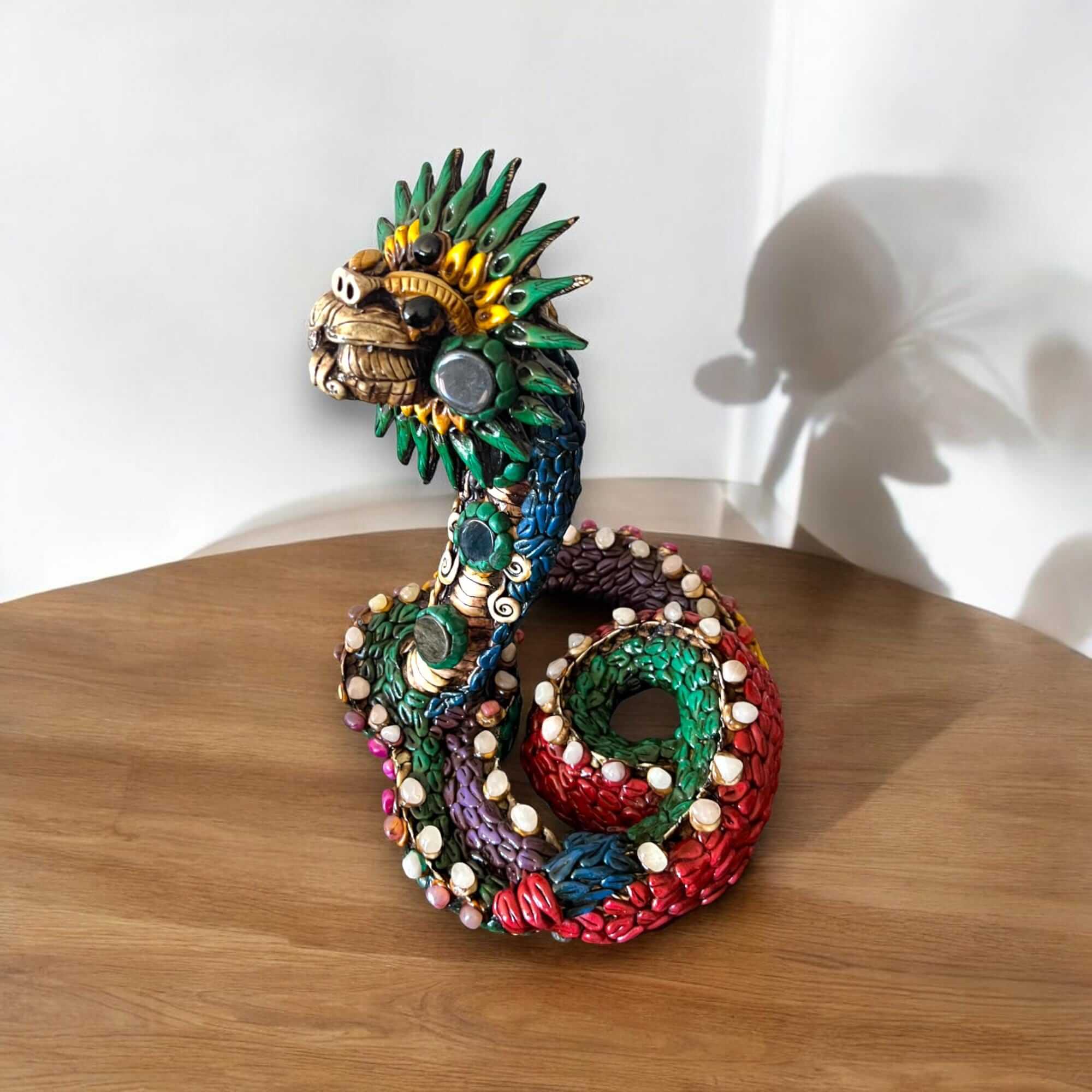 Handmade Aztec Snake Statue | Artisan Crafted Cultural Decor