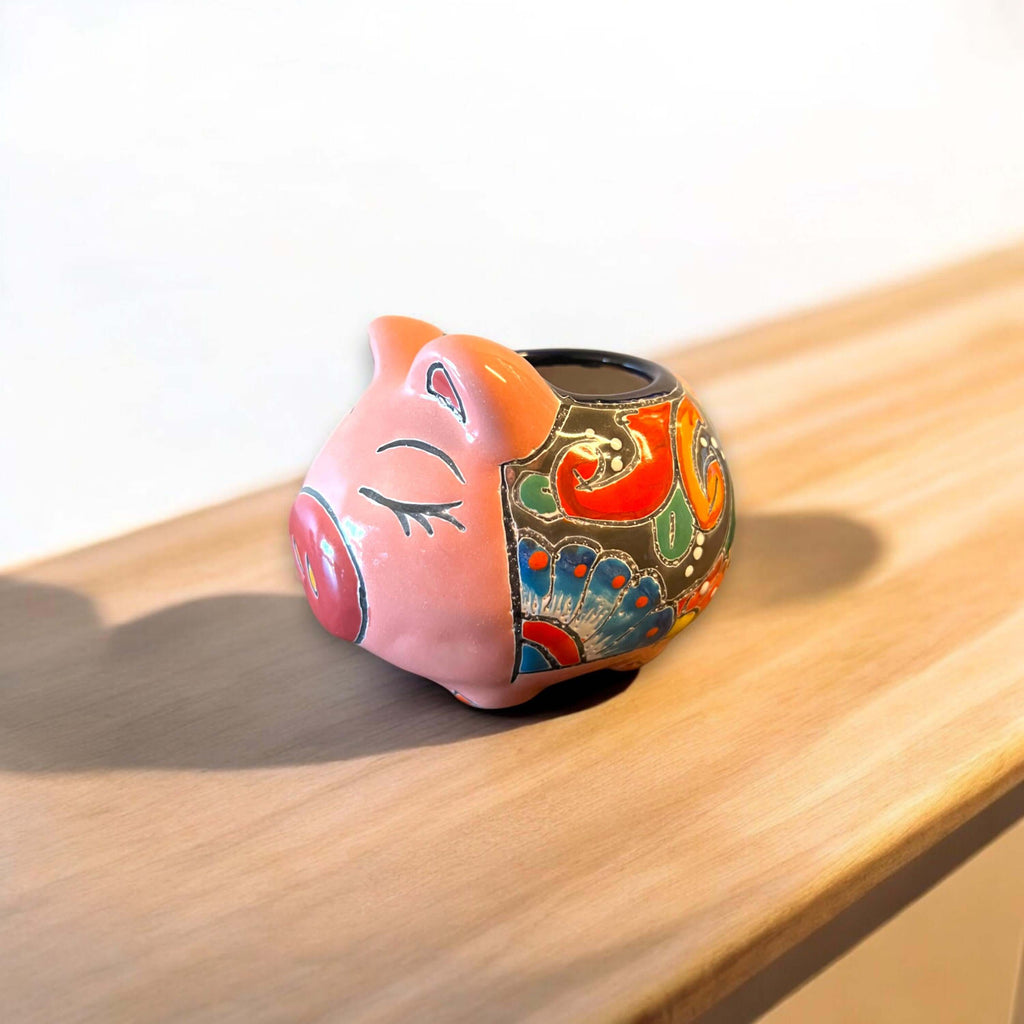 Mexican Talavera Pig Planter | Vibrant Handmade Ceramic Decor