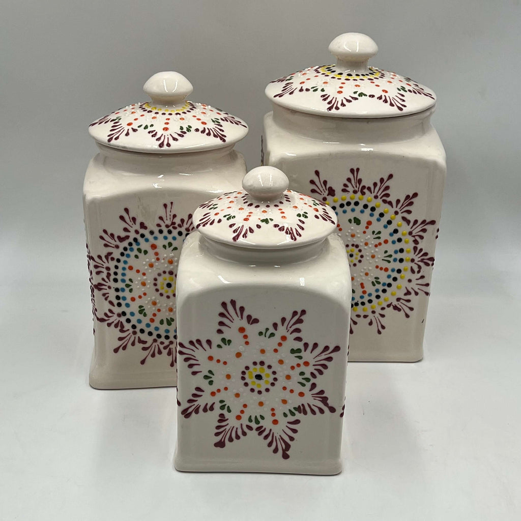 Mexican Handmade Talavera Canister Set | Puebla Mexican Pottery