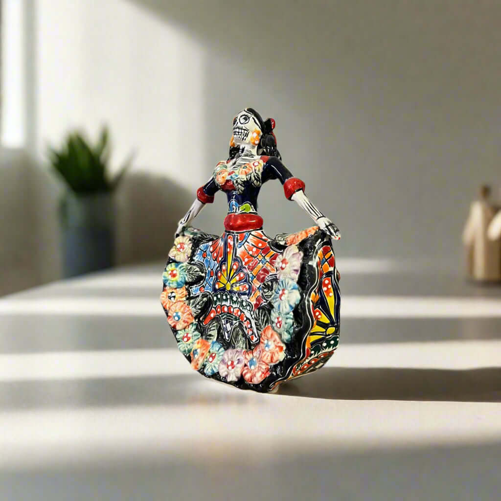 Handmade Talavera Catrina Figurine | Day of the Dead Ceramic Art