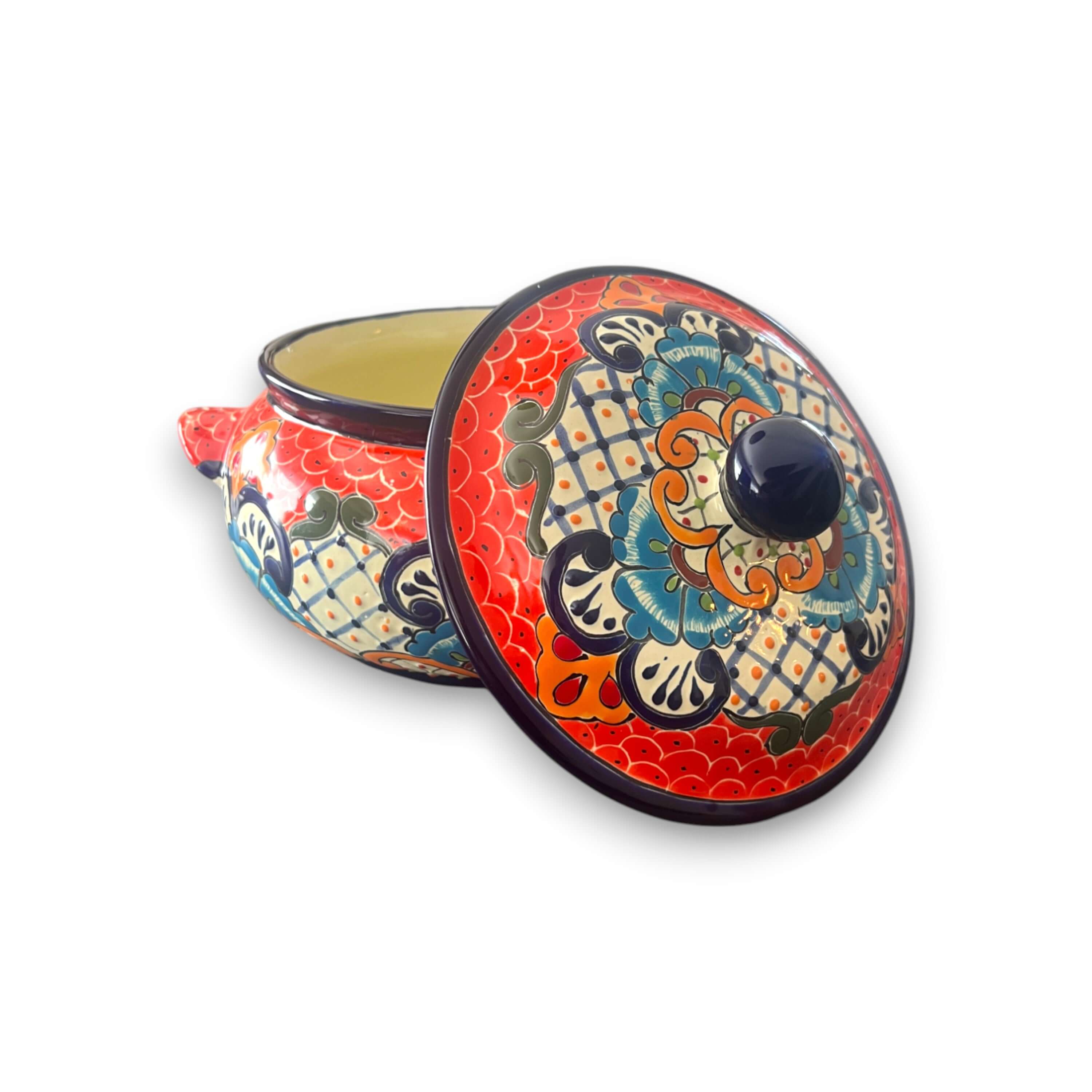 Talavera Cazuela Pot w/ Lid | Mexican Ceramic Soup Pot