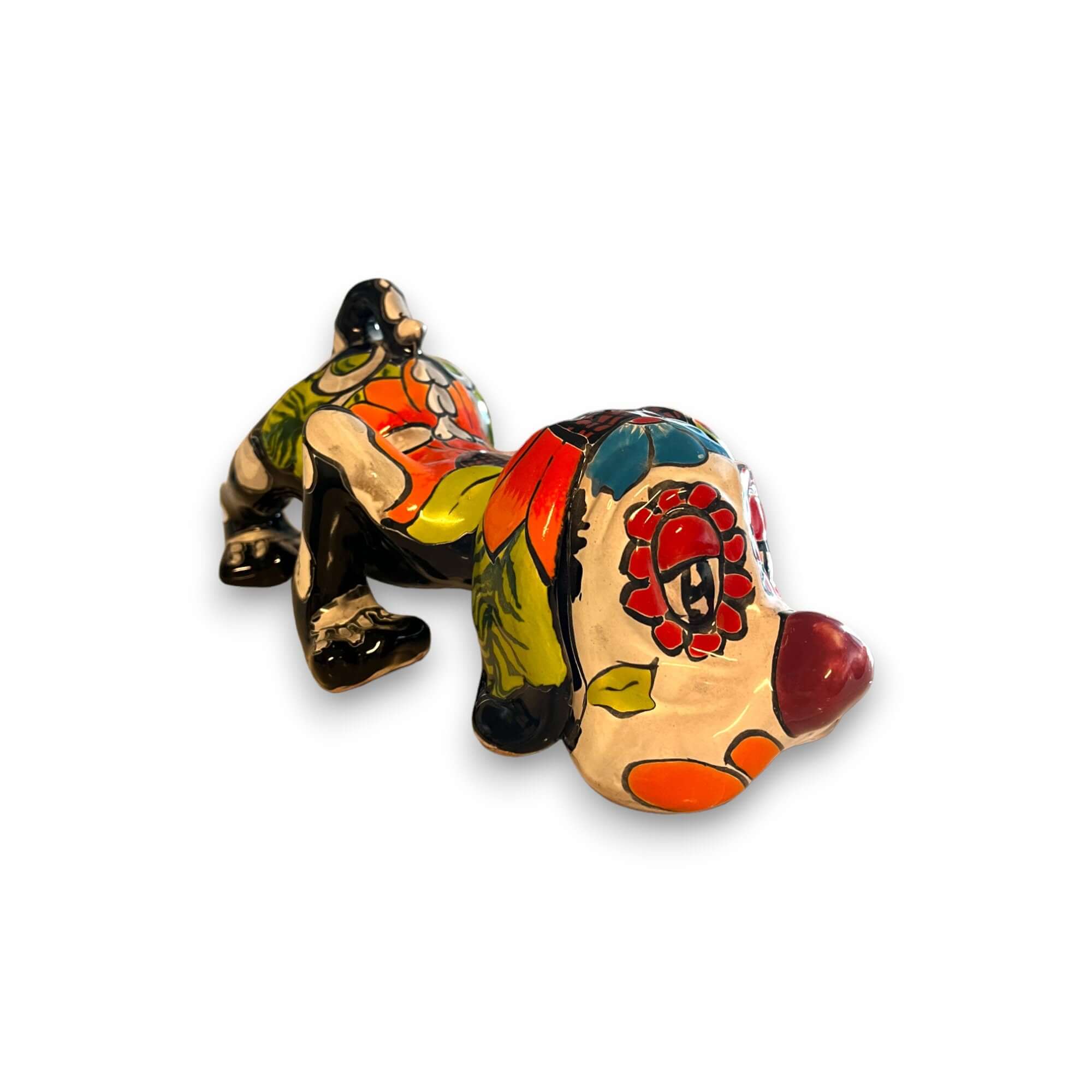 Handmade Talavera Day of the Dead Bloodhound Statue | Mexican Folk Art