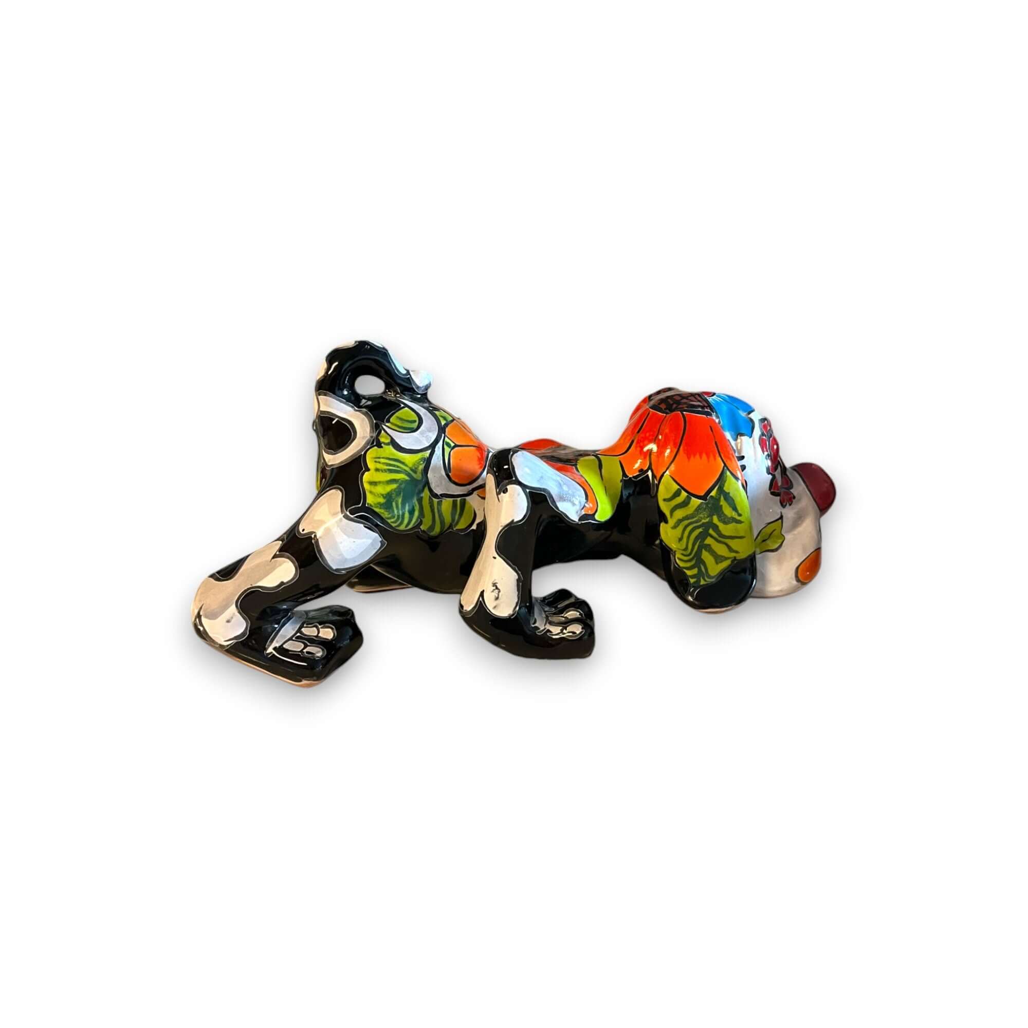 Handmade Talavera Day of the Dead Bloodhound Statue | Mexican Folk Art