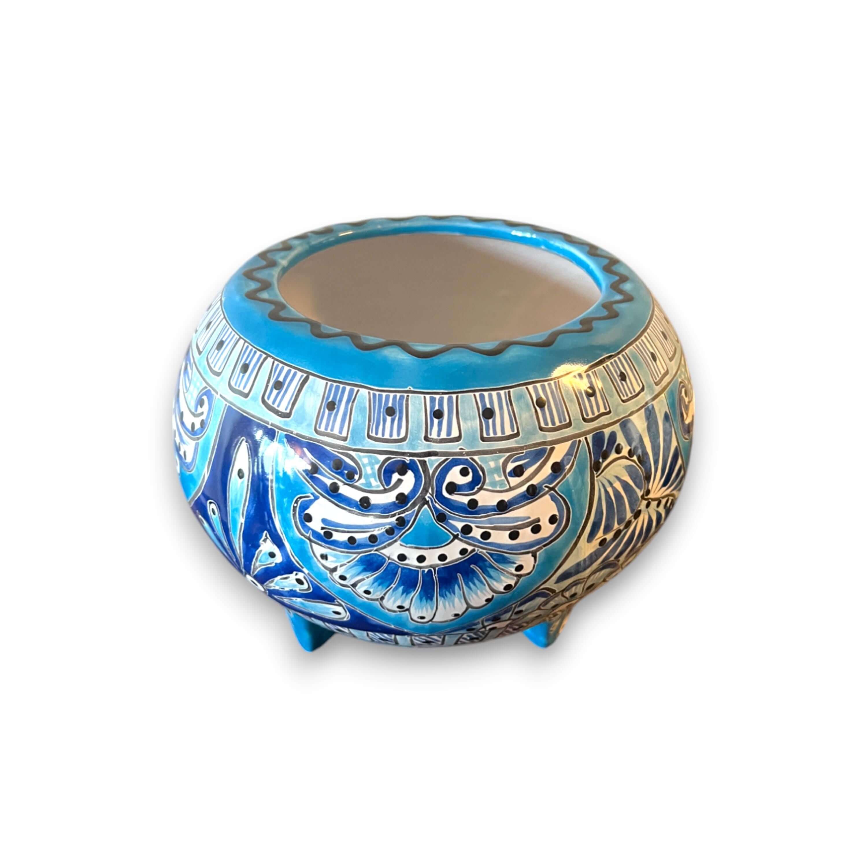 Handmade Talavera Molcajete Planter | Colorful Mexican Flower Pot