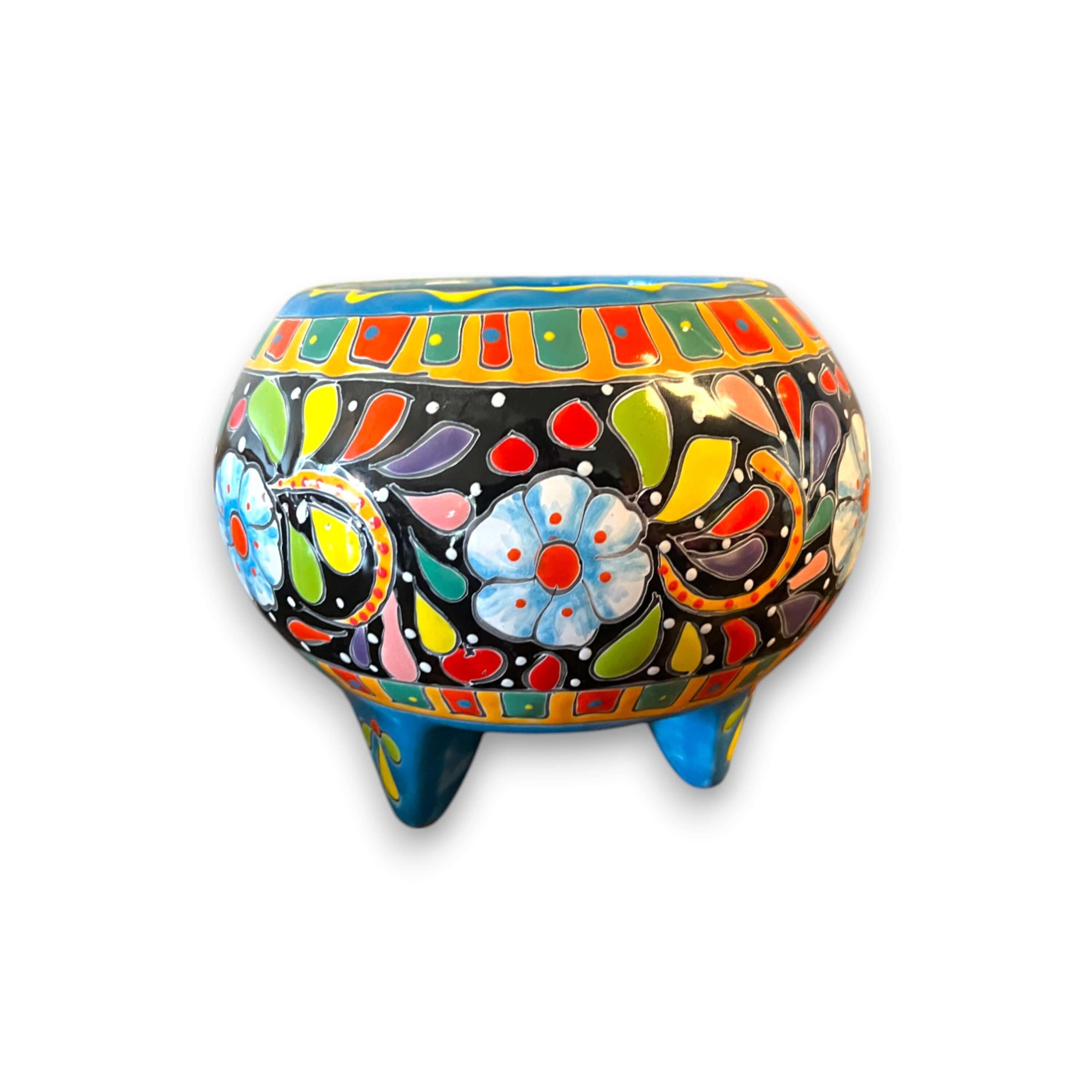 Handmade Talavera Molcajete Planter | Colorful Mexican Flower Pot