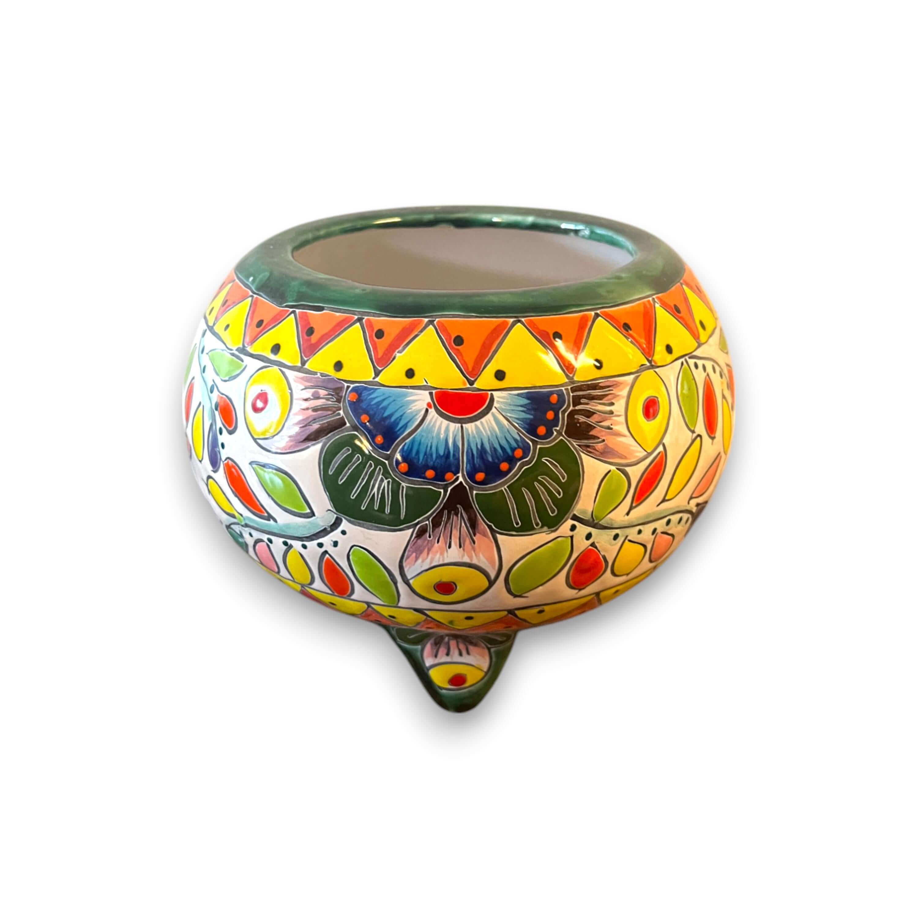 Handmade Talavera Molcajete Planter | Colorful Mexican Flower Pot