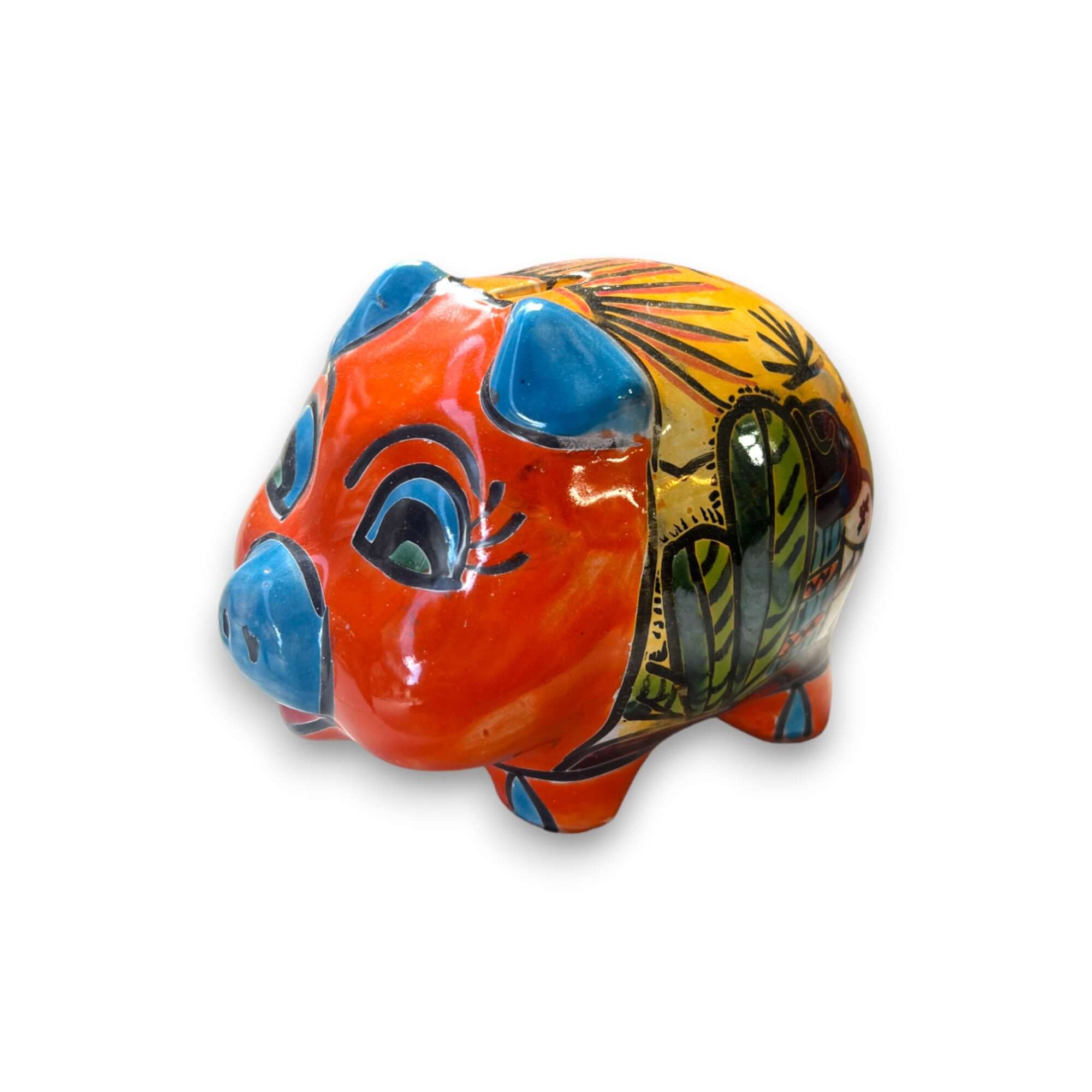 Vibrant Talavera Piggy Bank | Colorful Handmade Mexican Desert Theme