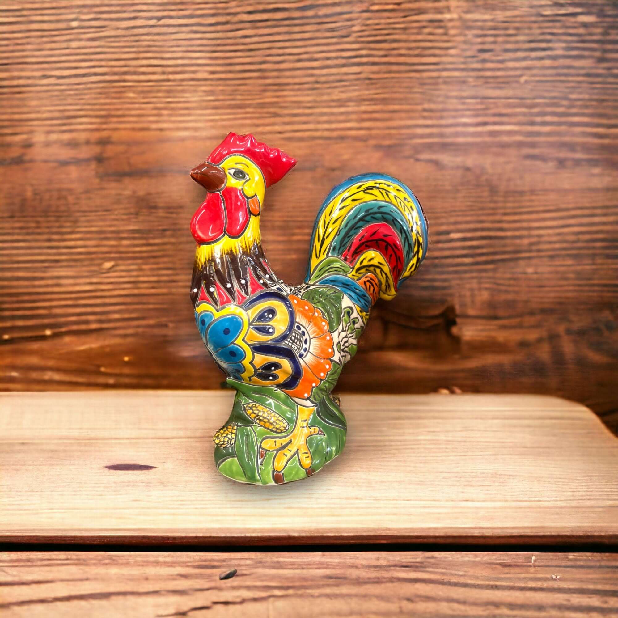 Talavera Rooster Statue | Colorful Handmade Mexican Farmhouse Decor