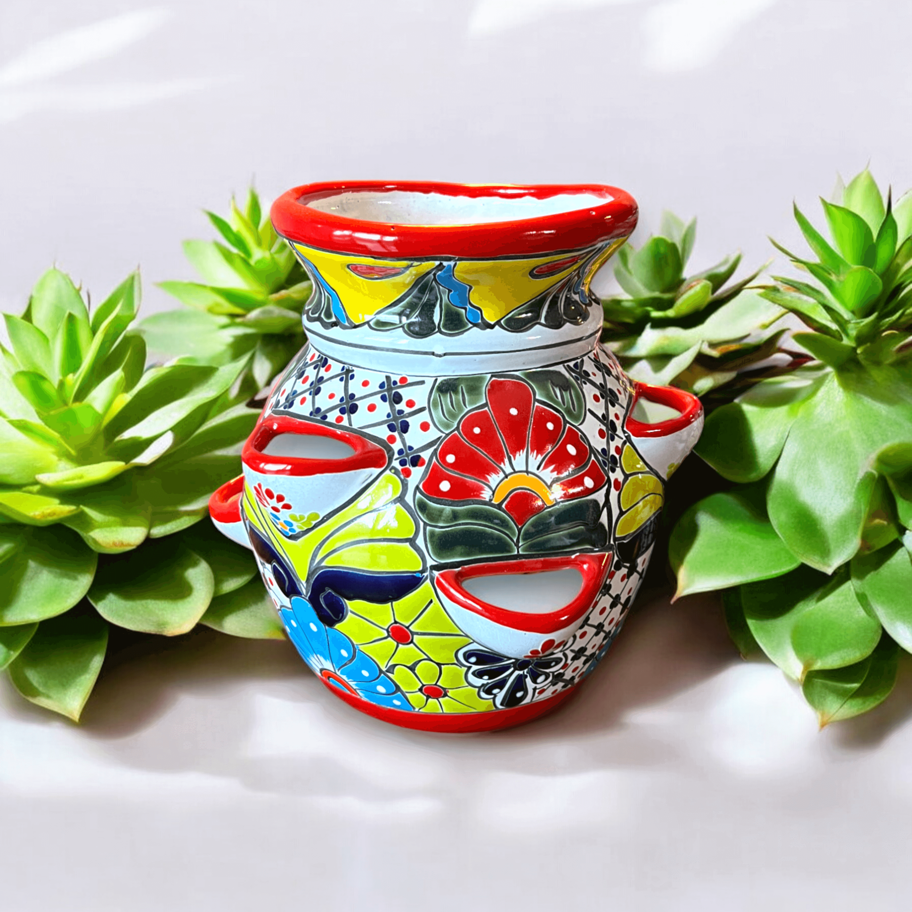 Handmade Talavera Strawberry Planter | Colorful Mexican Pottery