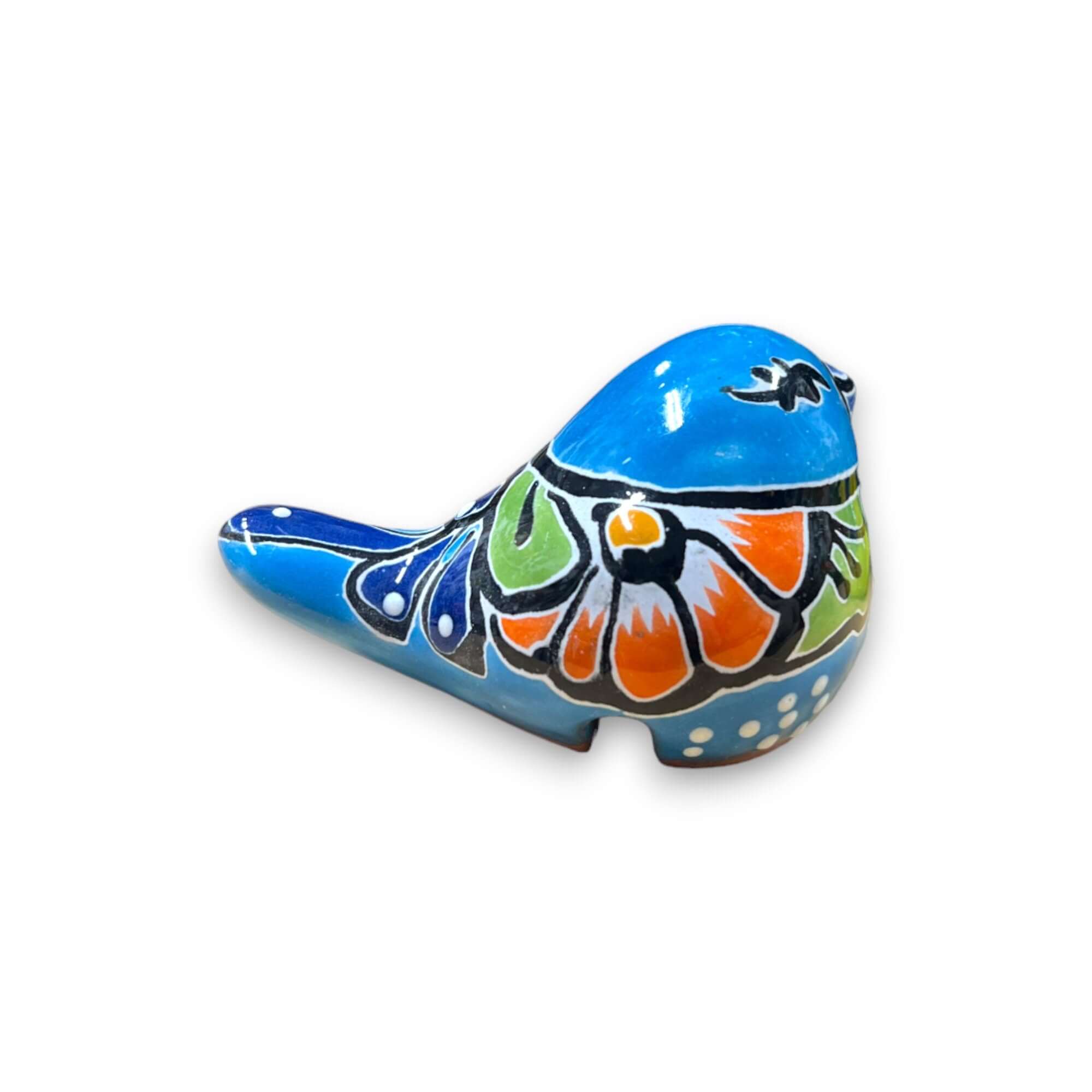 Talavera Pot Perching Bird | Hand-Painted Mexican Accent