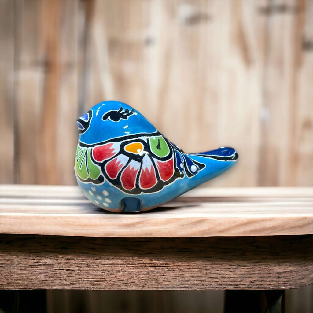 Talavera Pot Perching Bird | Hand-Painted Mexican Accent