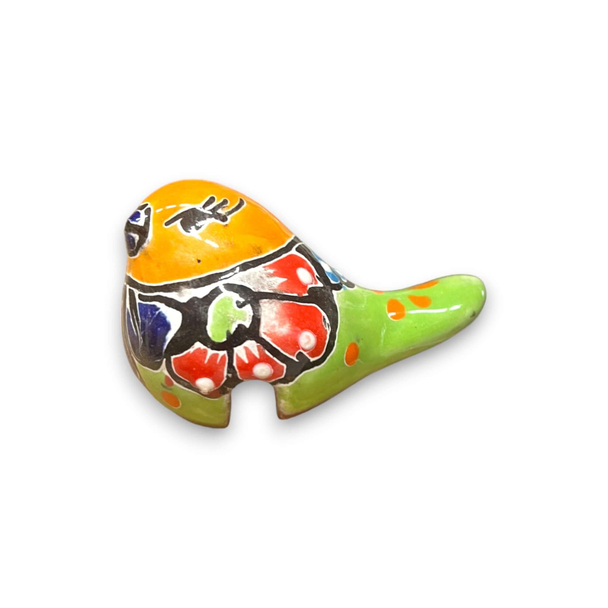 Talavera Pot Perching Bird | Hand-Painted Mexican Accent