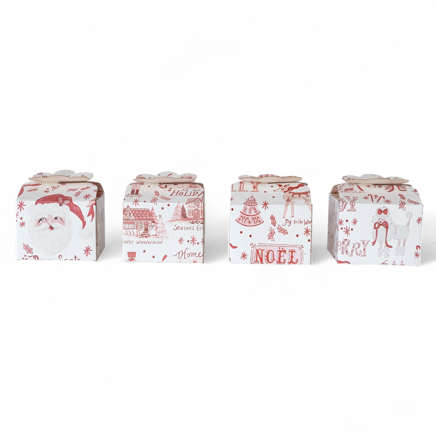 Holiday Printed Interlocking Gift Boxes | 4 Styles