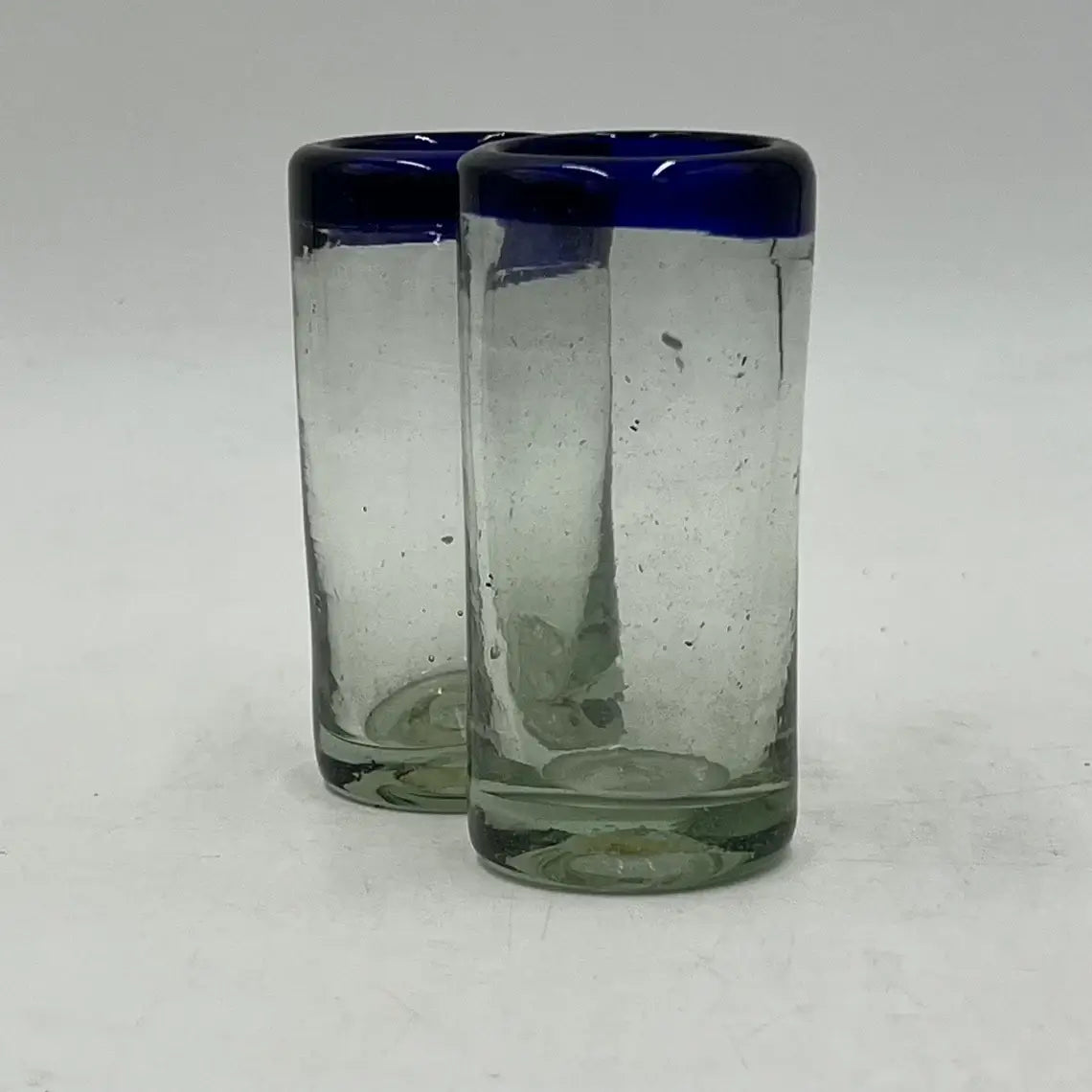 Hand-Blown Mexican Shot Glass | Blue Rim Double Shot Glass Set