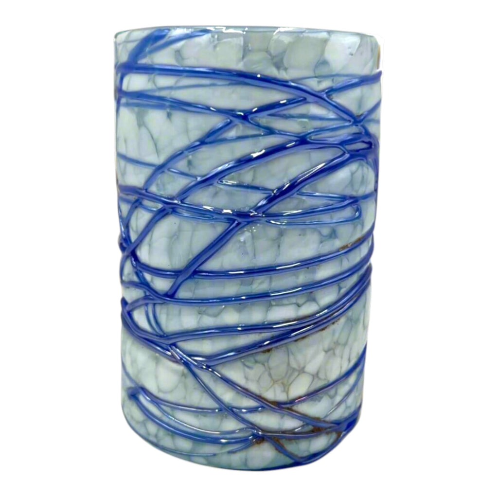 Mexican Hand-Blown Drinking Glasses | White and Blue Artisan Glassware