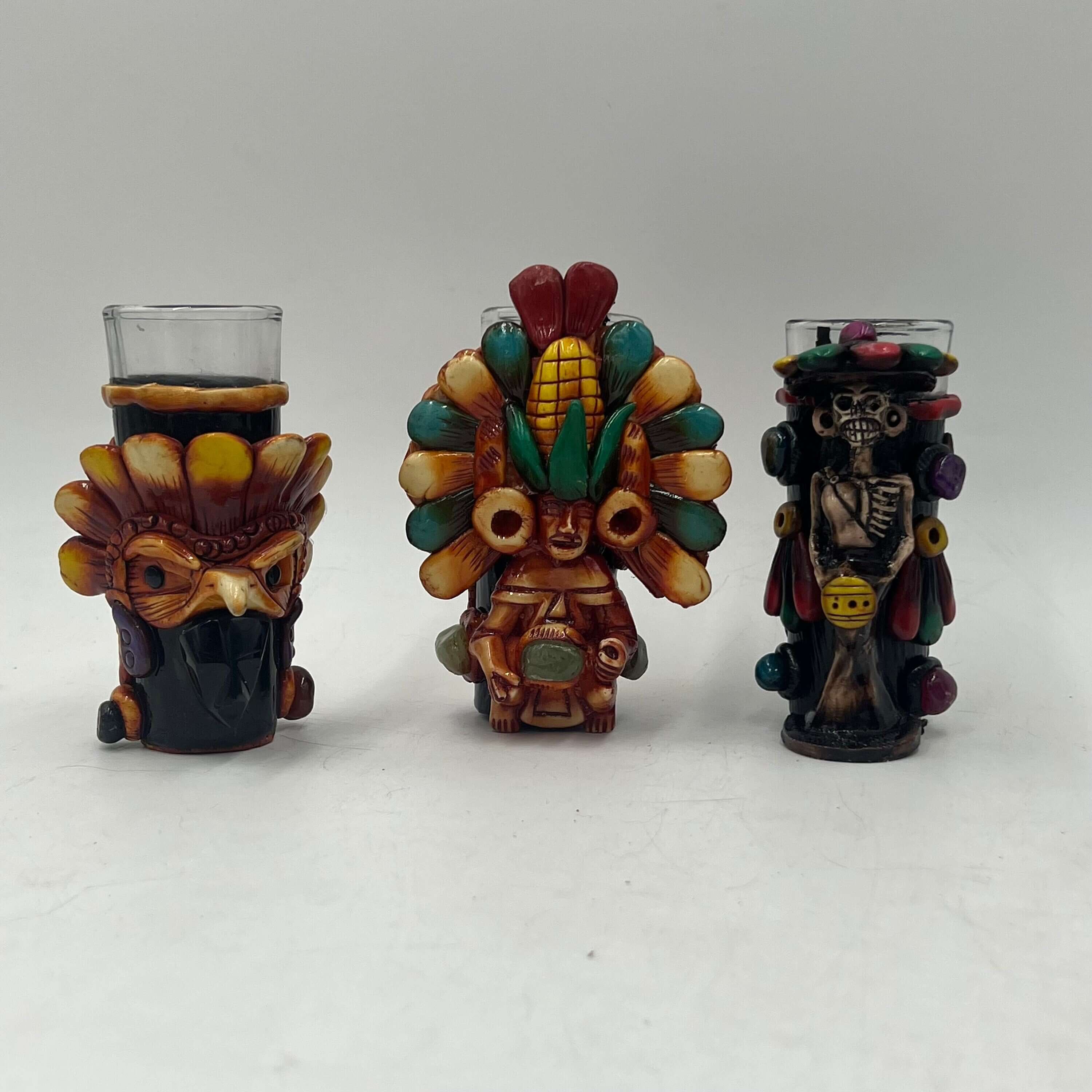 Handmade Mexican Shot Glass | Aztec Warrior Design