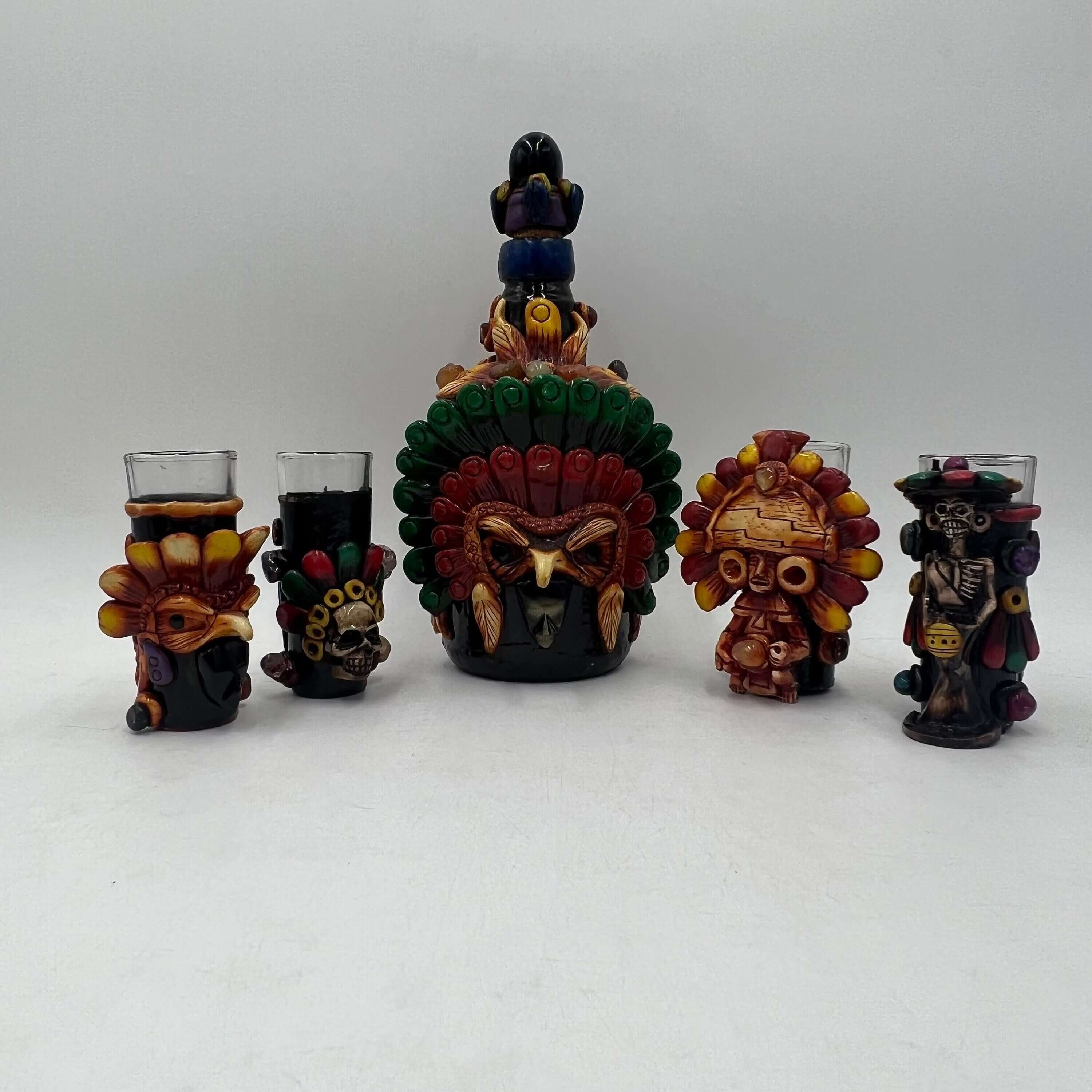 Handmade Mexican Shot Glass | Aztec Warrior Design