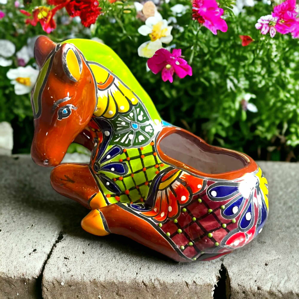 Small Talavera Horse Statue Planter