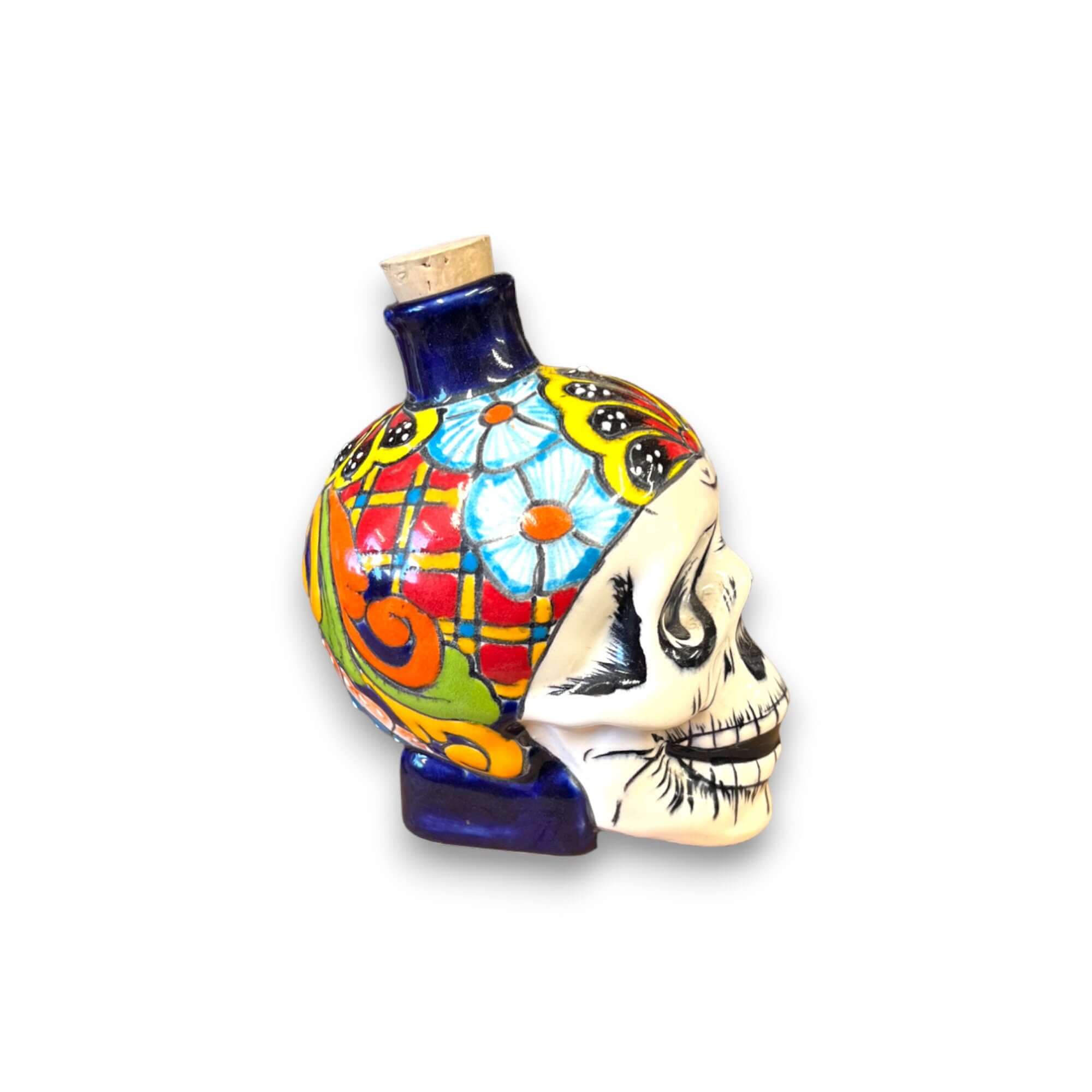 Small Talavera Skull Decanter | Day of the Dead Ceramic Bottle