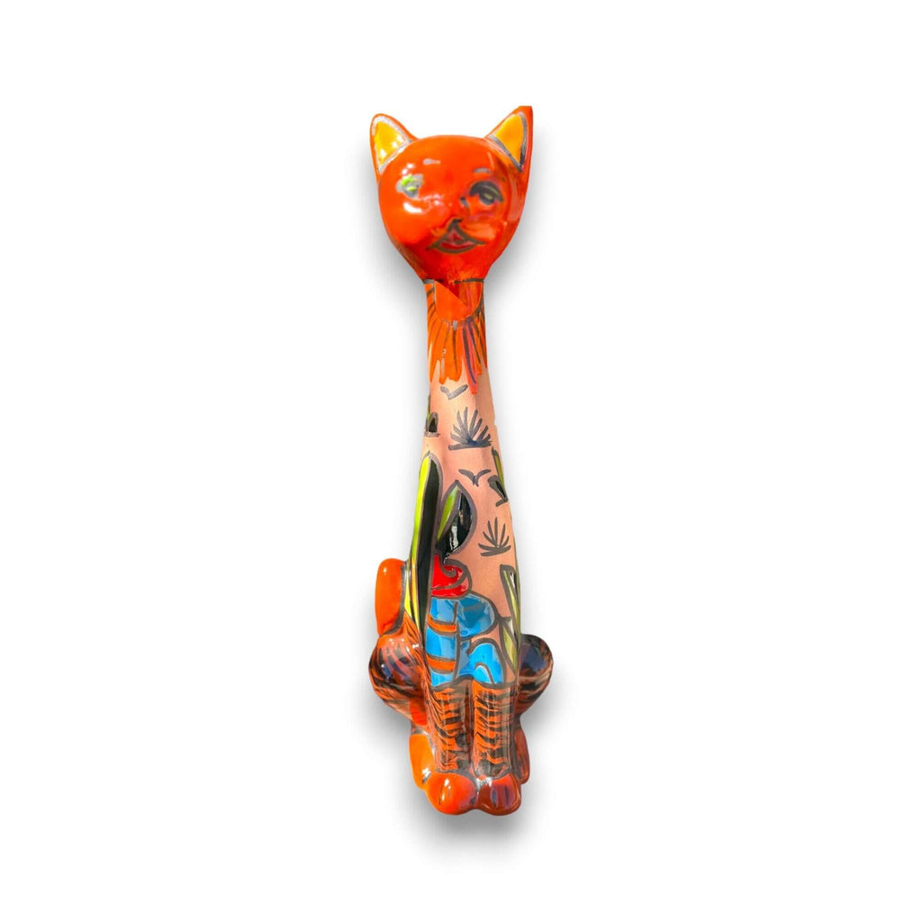 Mexican Handmade Talavera Cat Statue | Cultural Artwork