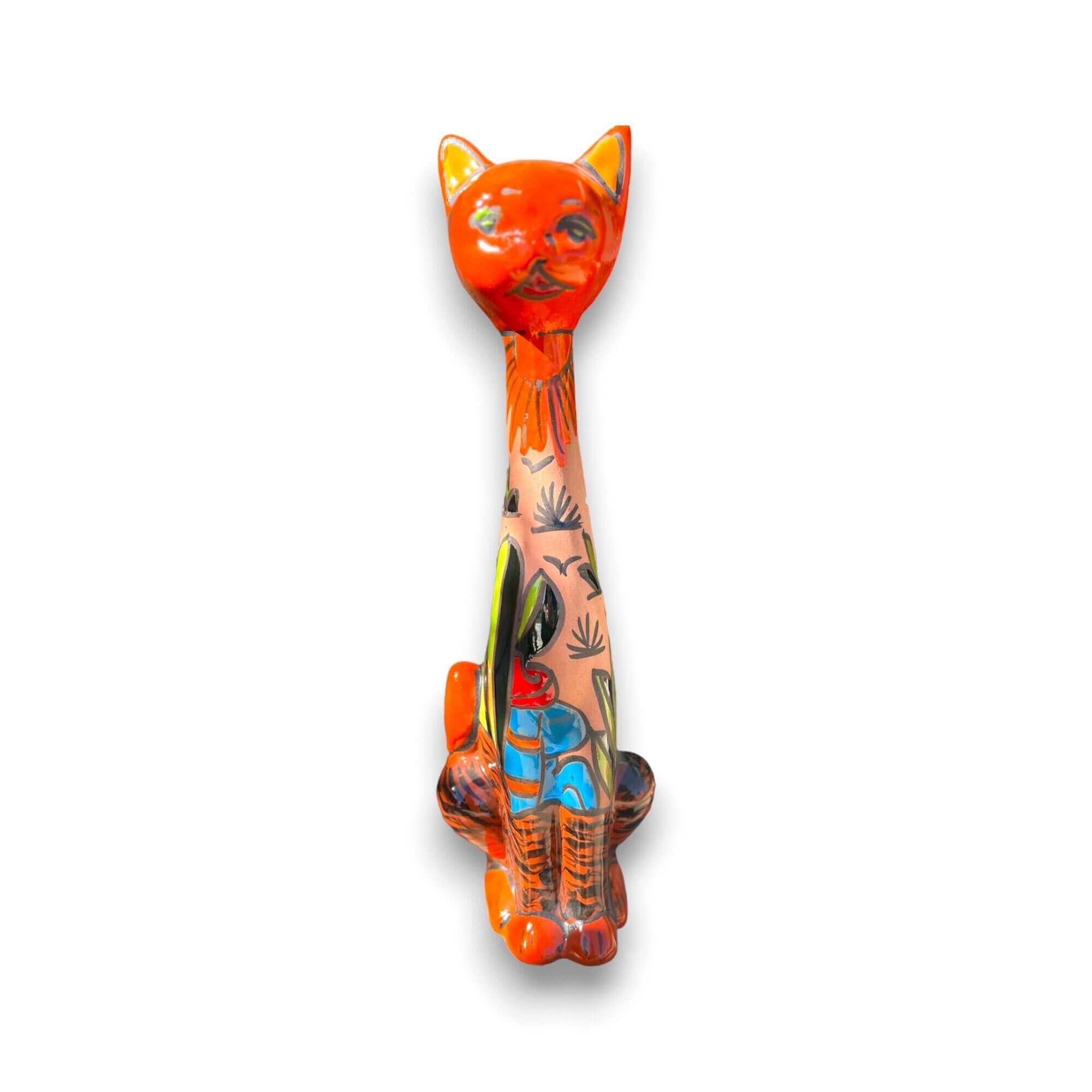 Mexican Handmade Talavera Cat Statue | Cultural Artwork