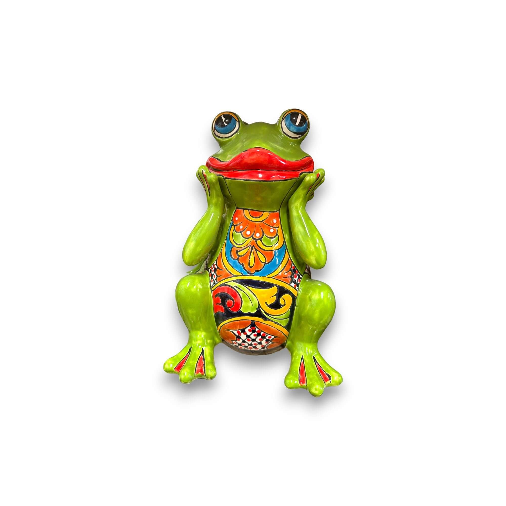 Talavera Frog Statue | Vibrant Hand-Painted Mexican Ceramic Art