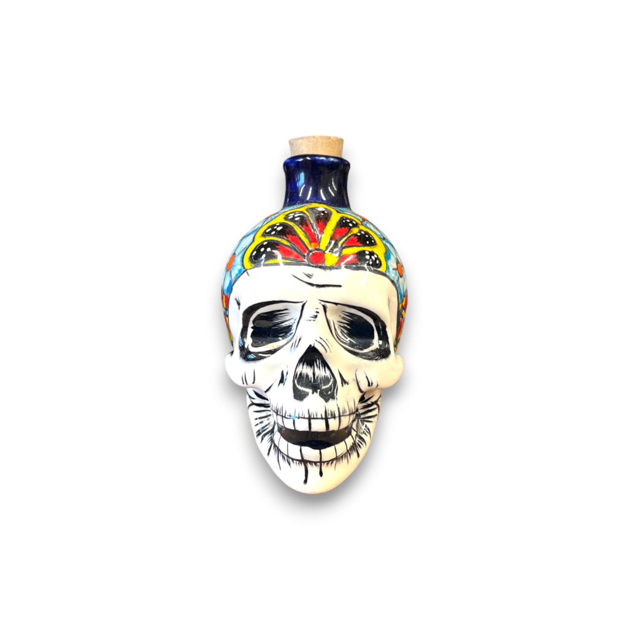Small Talavera Skull Decanter | Day of the Dead Ceramic Bottle