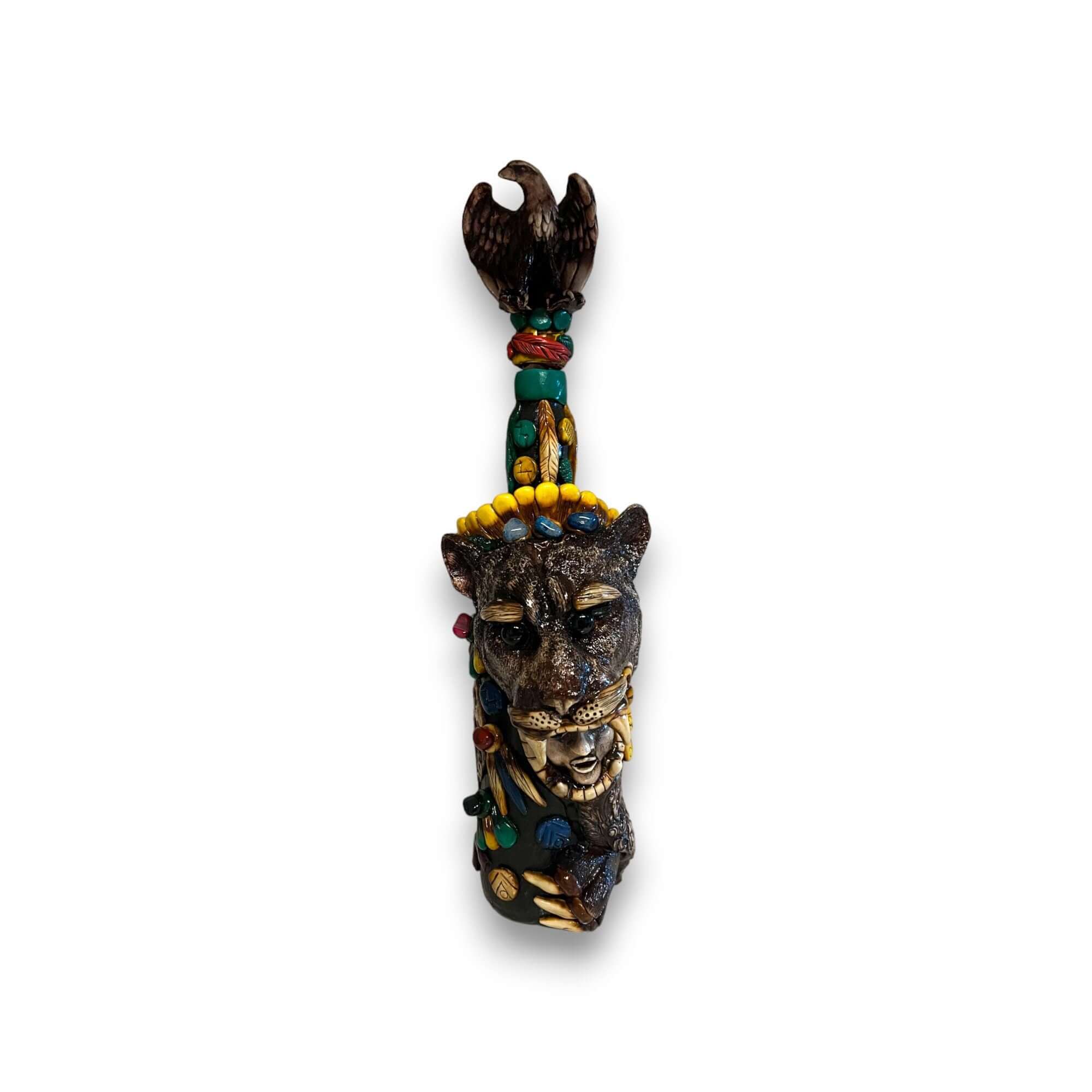 Aztec Warrior Tequila Set | Handmade Mexican Shot Glass & Decanter Set
