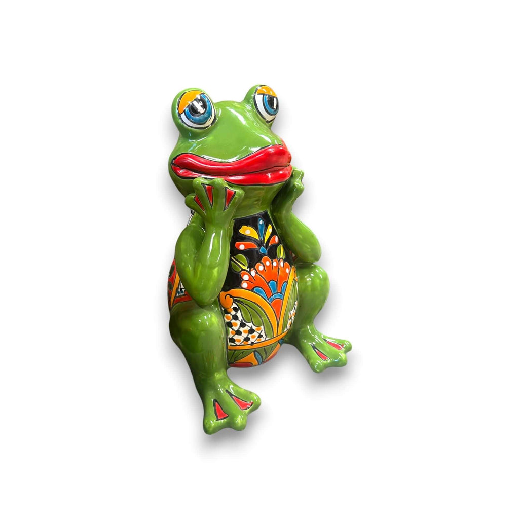 Talavera Frog Statue | Vibrant Hand-Painted Mexican Ceramic Art