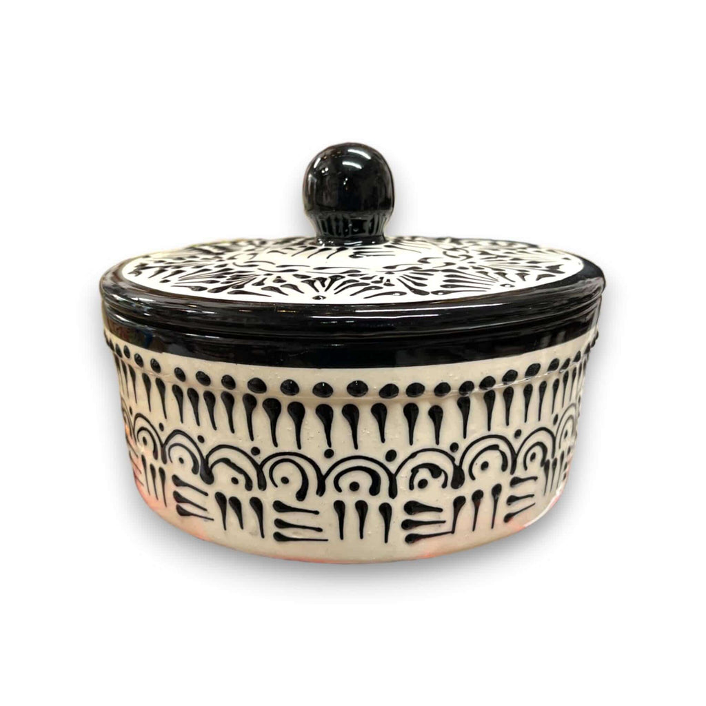 Black Talavera Tortilla Warmer | Handmade Puebla Ceramic Dish