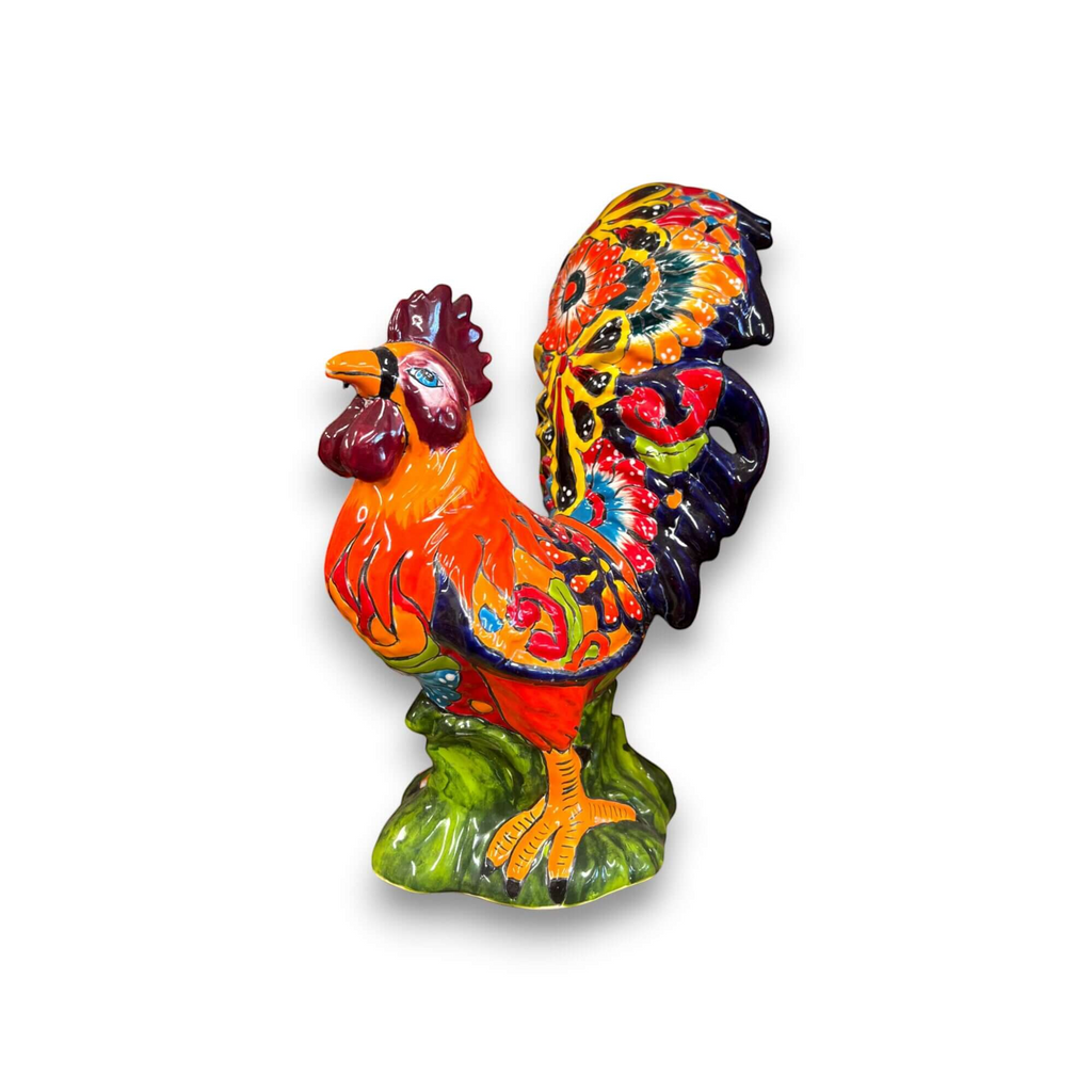 Large Talavera Rooster Statue | Hand-Painted Ceramic Decor