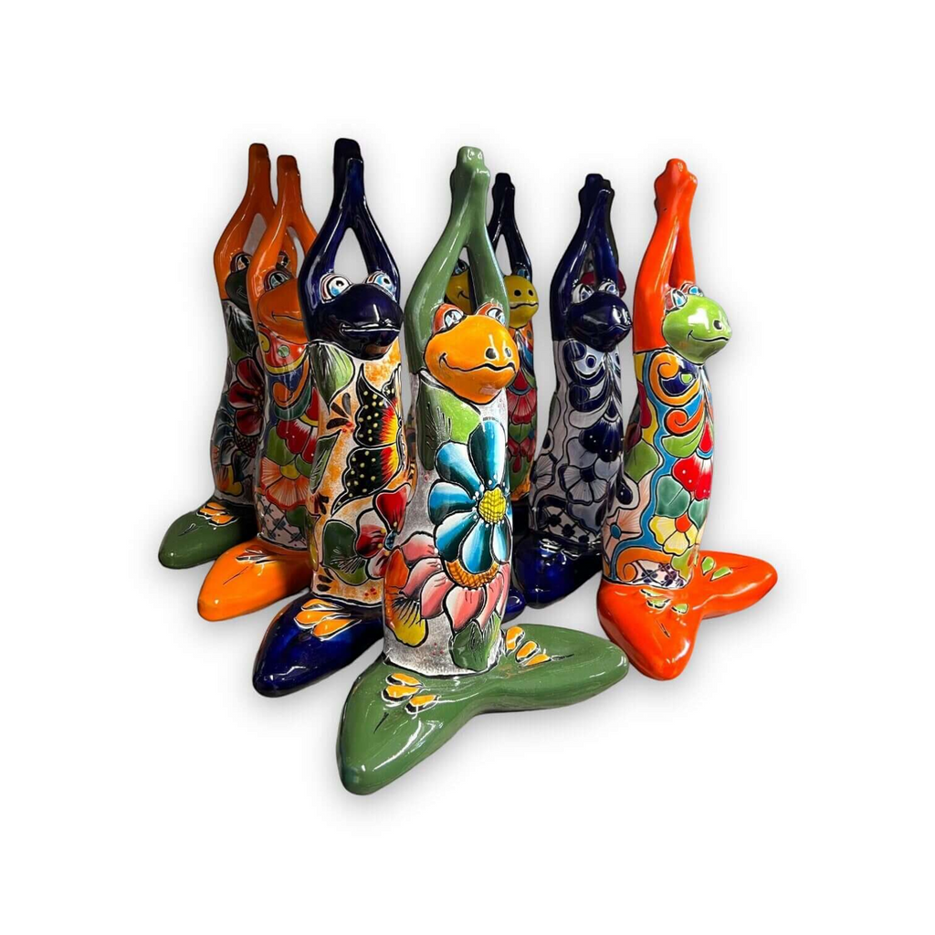 Large Talavera Frog Statue | Mexican Art Decor