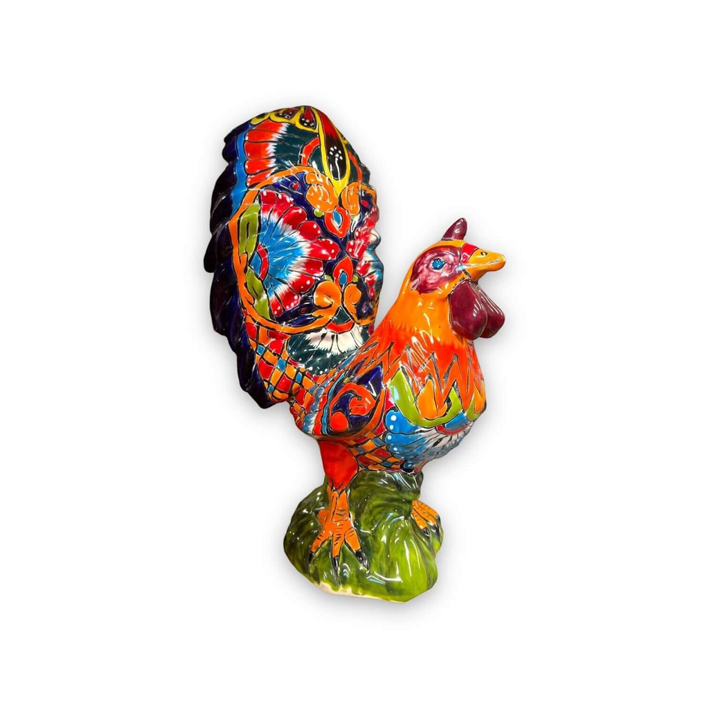 Large Talavera Rooster Statue | Hand-Painted Ceramic Decor