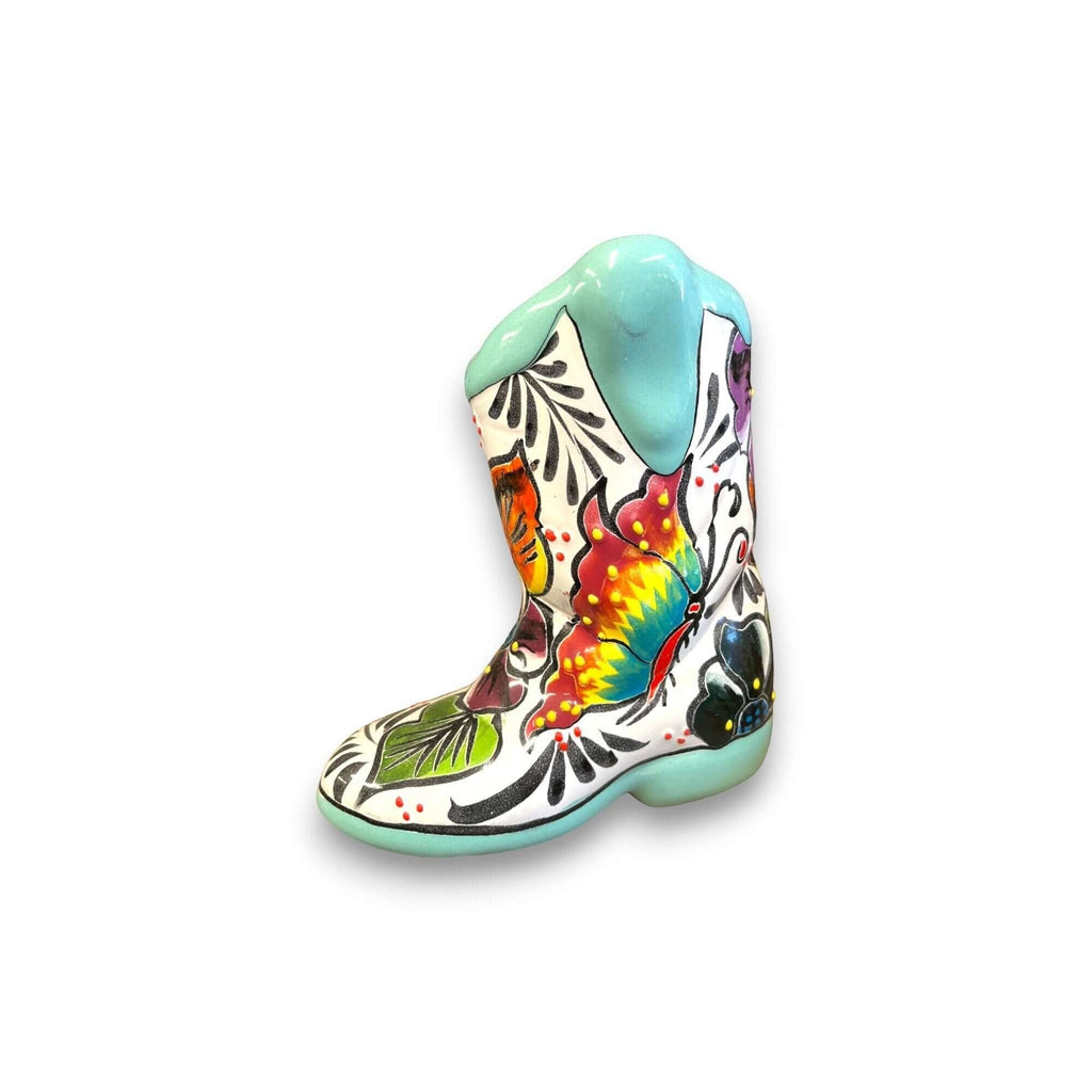 Small Hand-Painted Talavera Mexican Boot Flower Pot | Talavera Planter
