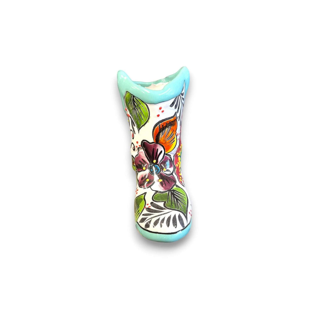 Small Hand-Painted Talavera Mexican Boot Flower Pot | Talavera Planter
