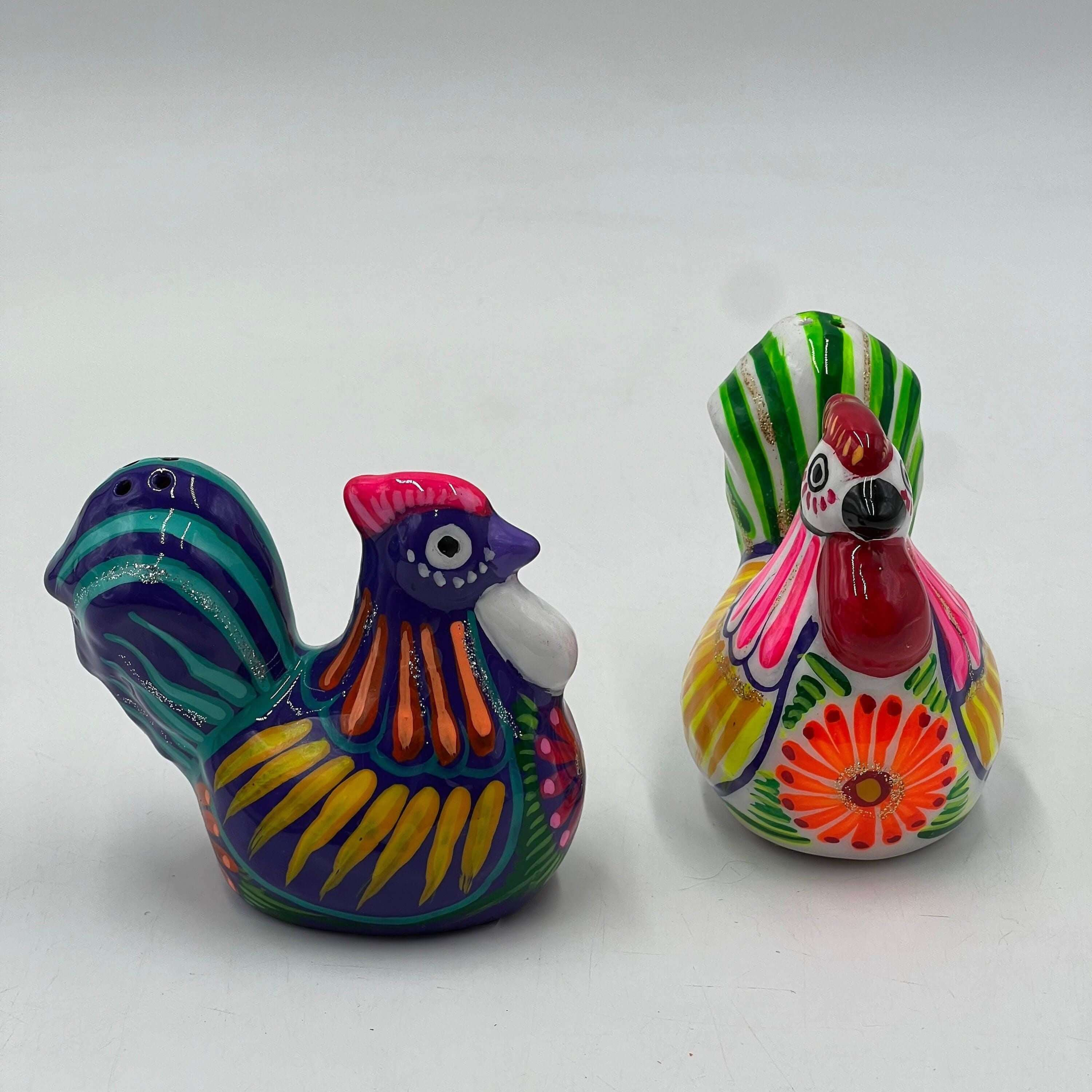 Set of 2 Chicken Salt and Pepper Shakers | Mexican Guerrero Pottery