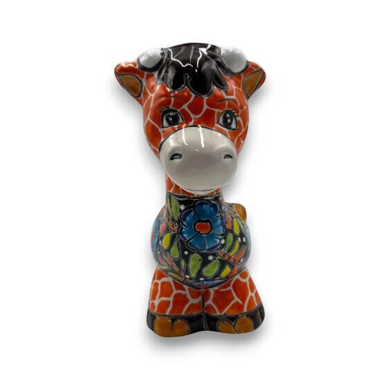 Small Talavera Giraffe Planter | Hand-Painted Succulent Statue