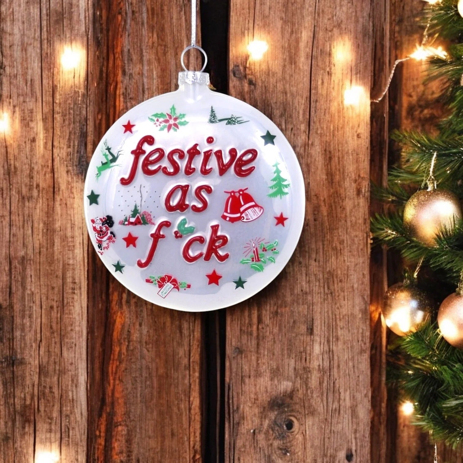 Festive As Fuck Glass Ornament