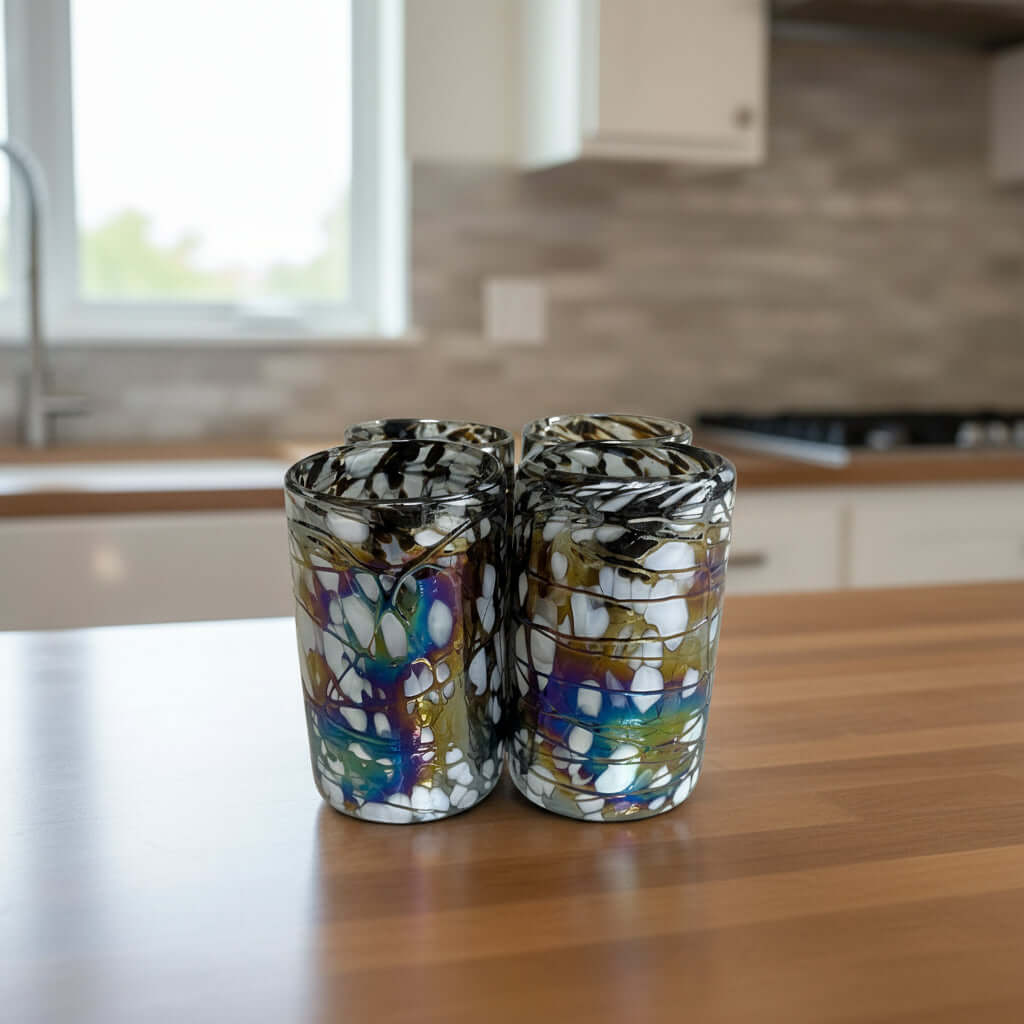 Pearlescent Swirl Hand-Blown Glass | Mexican Mocha Mix Tumbler