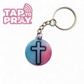 Pastel Cross Tap to Pray Keychain