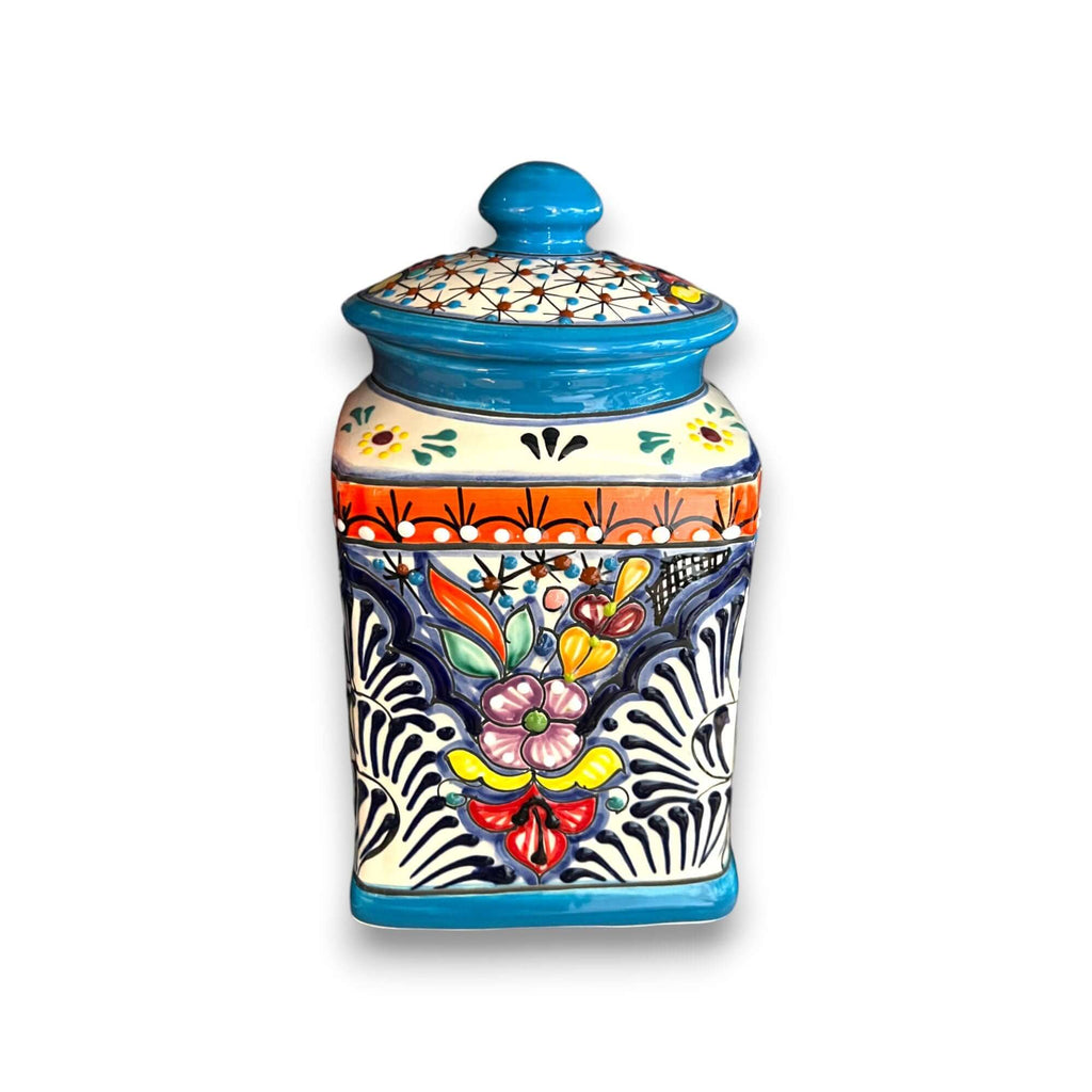 Set of 3 Light Blue Talavera Canister Set | Mexican Pottery from