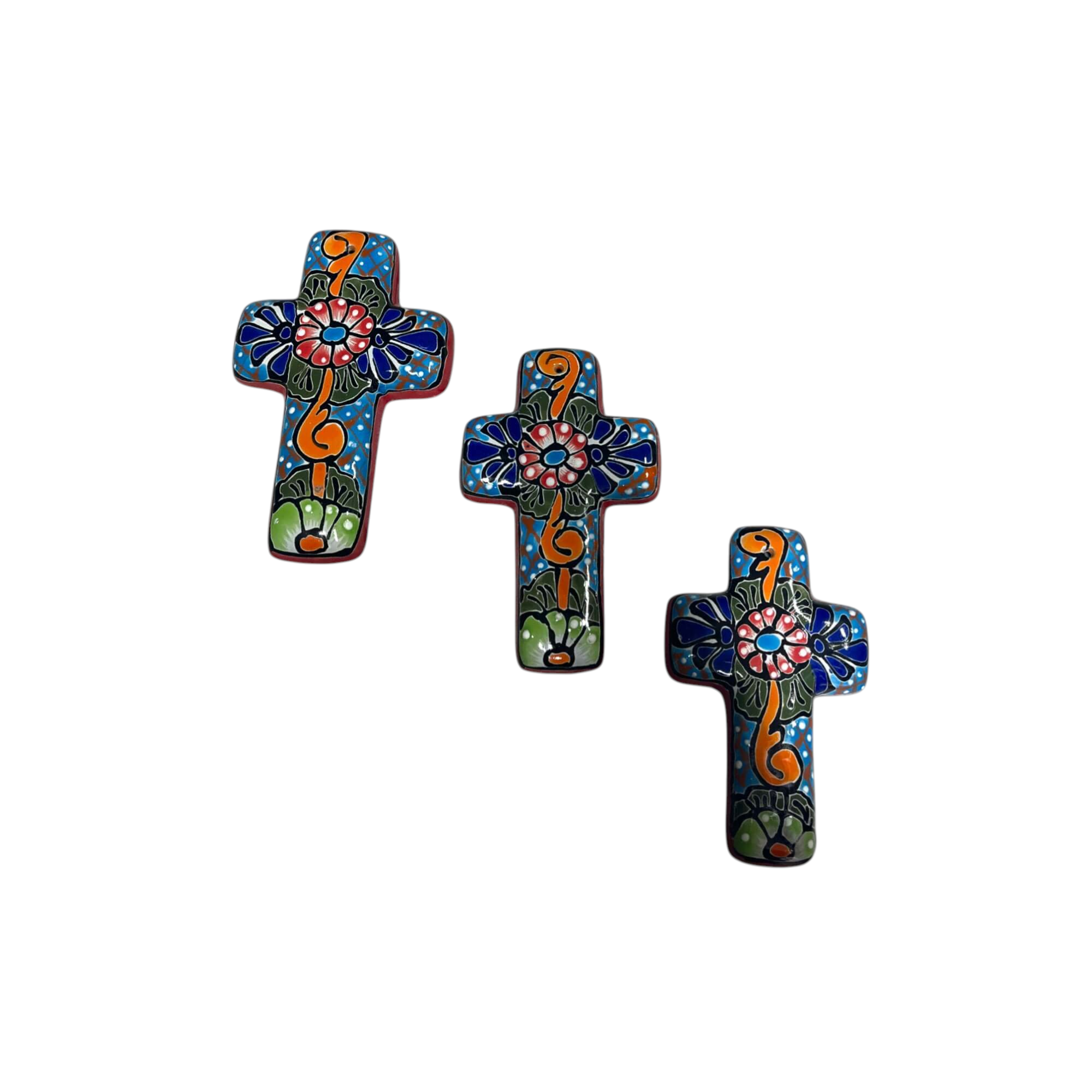 Set of 3 Talavera Crosses | Handmade Mexican Spiritual Art