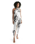 Sheer Sarong Swimsuit Cover Up Wrap / Love Black and White