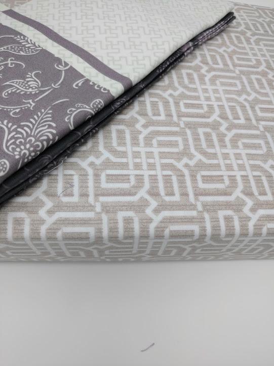 DaDa Bedding Jacquard Grey Floral Paisley Fitted Sheet & Pillow Cases Set (FTS8222)