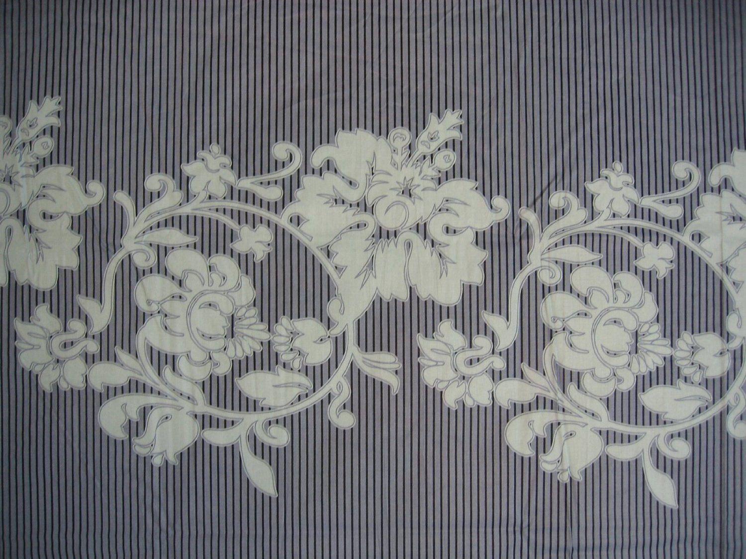 DaDa Bedding Navy Blue Floral Striped Fitted + Flat Sheets & Pillow Cases Set (FSFS8153)