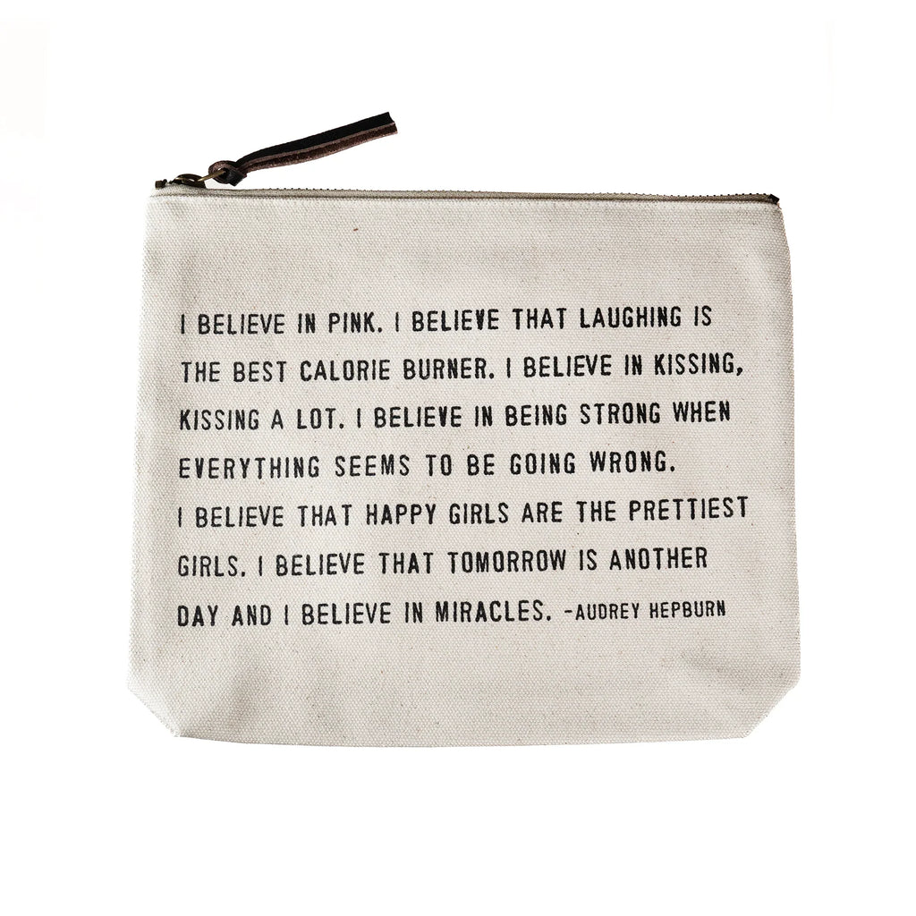 I Believe In Pink (Audreey Hepburn Quote) Canvas Zip Bag
